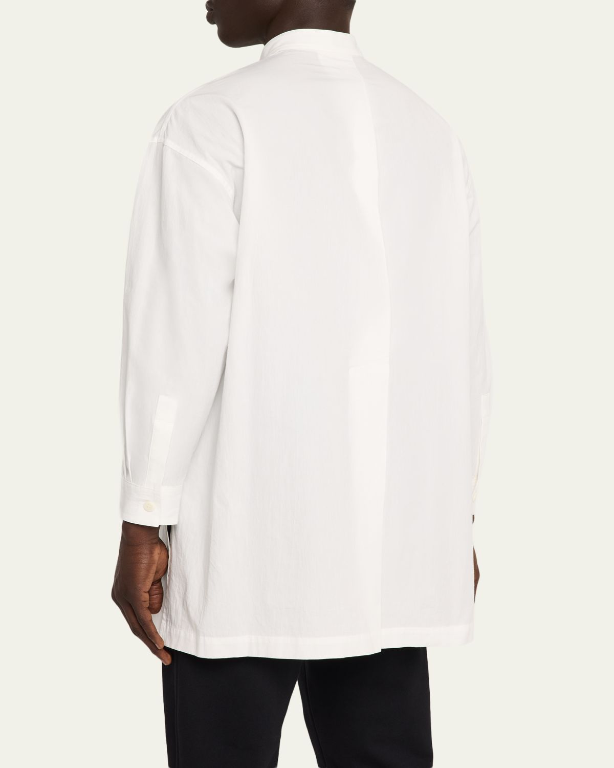 IM MEN Men's Cotton and Linen Band-Collar Tunic | Thumbnail 3 IM MEN Men's Cotton and Linen Band-Collar Tunic | Thumbnail 3
