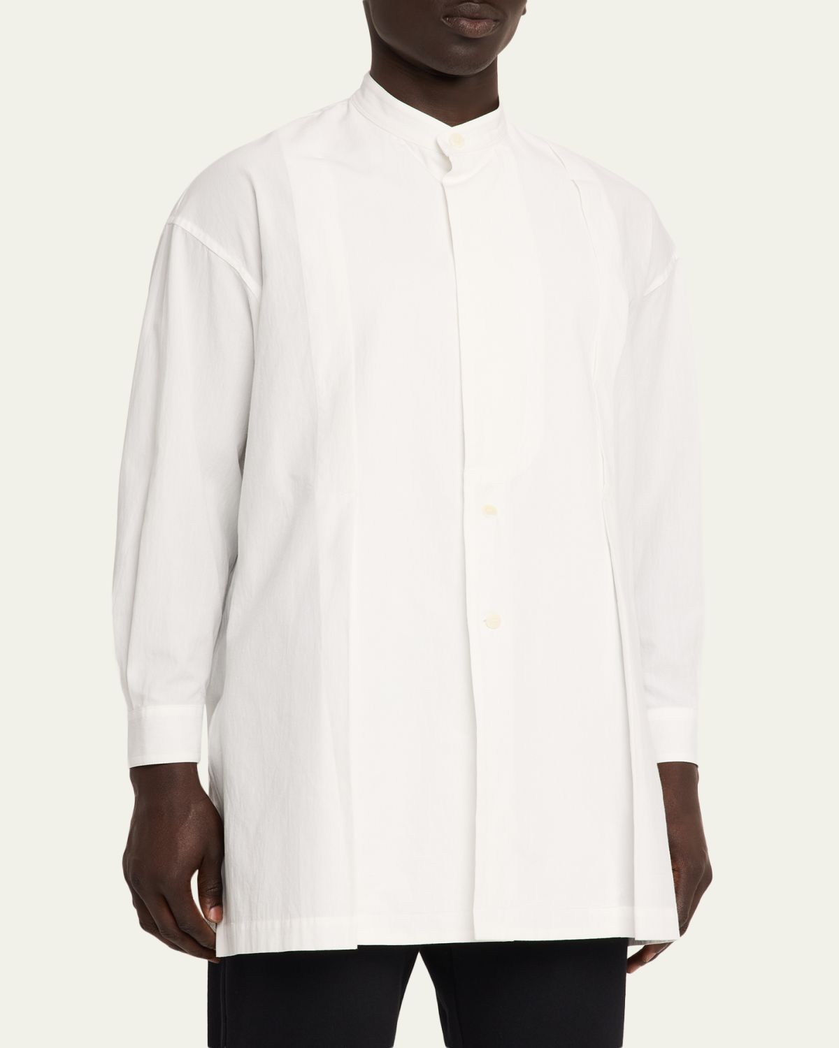 IM MEN Men's Cotton and Linen Band-Collar Tunic | Thumbnail 4 IM MEN Men's Cotton and Linen Band-Collar Tunic | Thumbnail 4