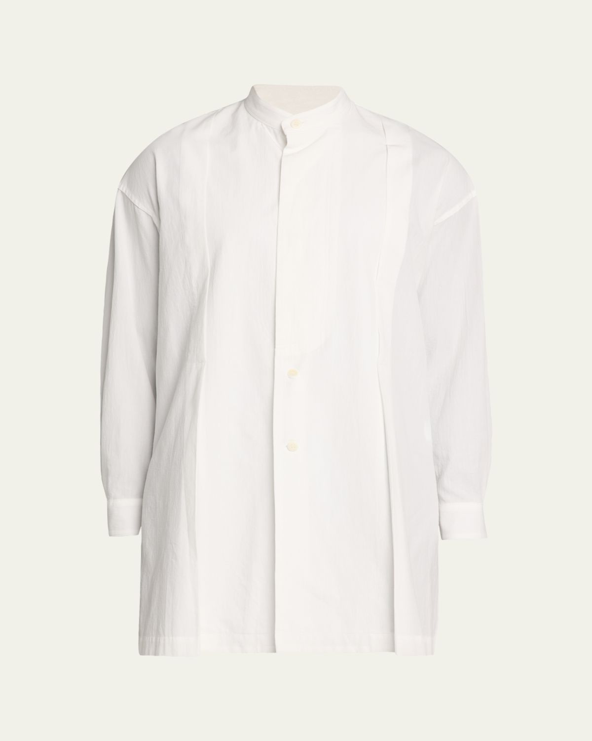 IM MEN Men's Cotton and Linen Band-Collar Tunic