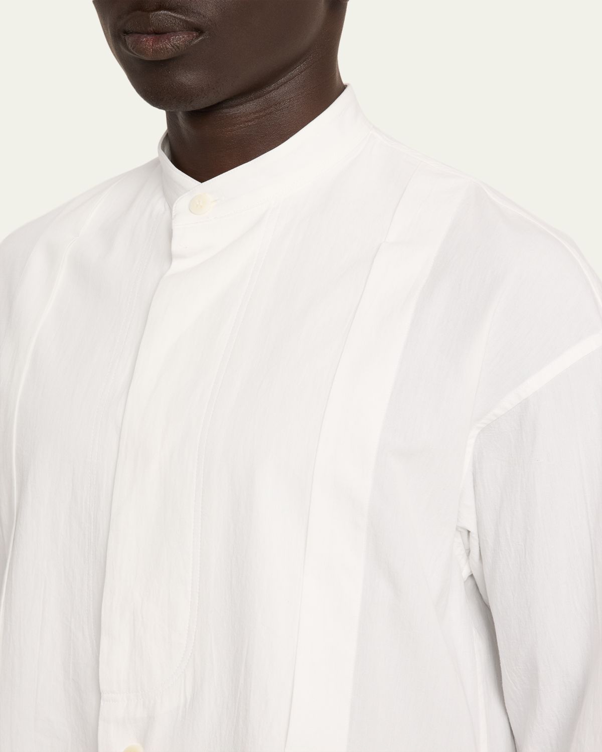 IM MEN Men's Cotton and Linen Band-Collar Tunic | Thumbnail 5 IM MEN Men's Cotton and Linen Band-Collar Tunic | Thumbnail 5