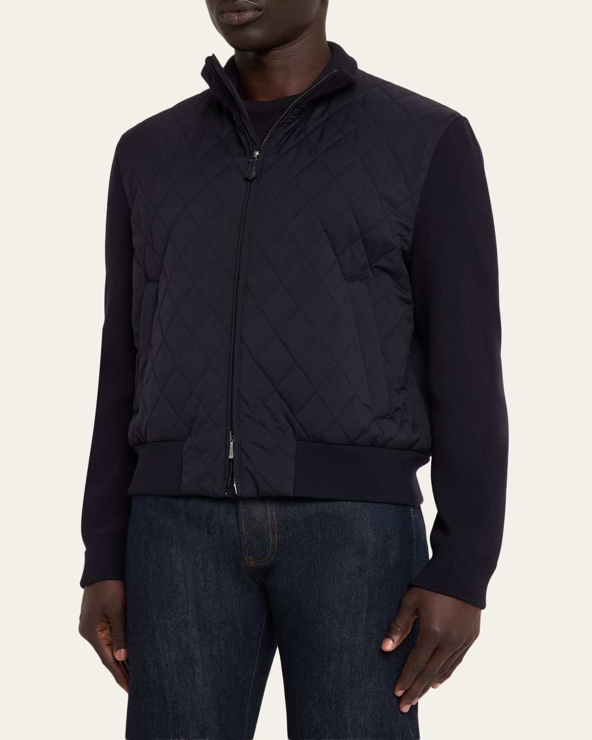Loro Piana Men's Hopton Quilted Full-Zip Bomber Jacket | Thumbnail 4 Loro Piana Men's Hopton Quilted Full-Zip Bomber Jacket | Thumbnail 4