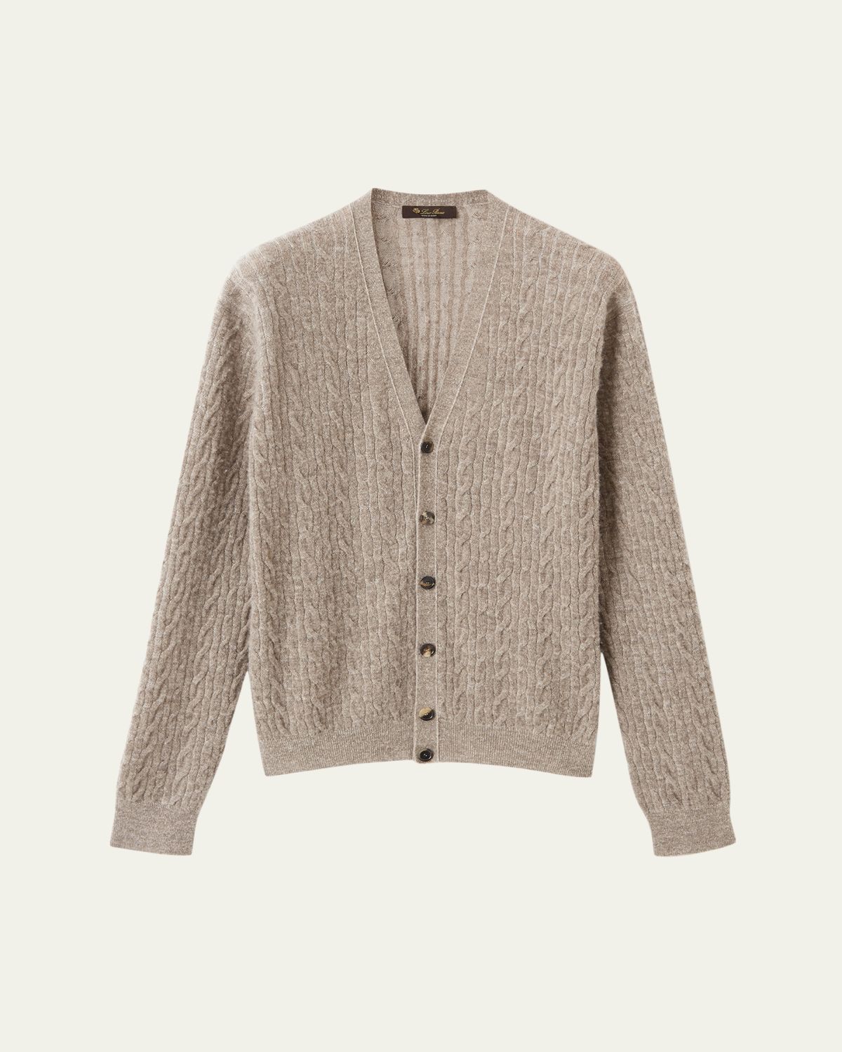 Loro Piana Men's Walnut Cable Knit Cardigan