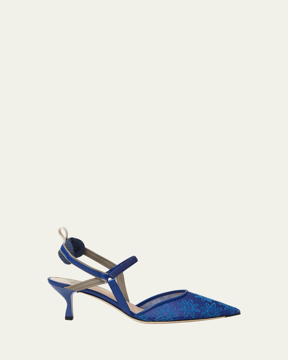 Fendi 55mm Colibri Floral Lace Slingback Pumps