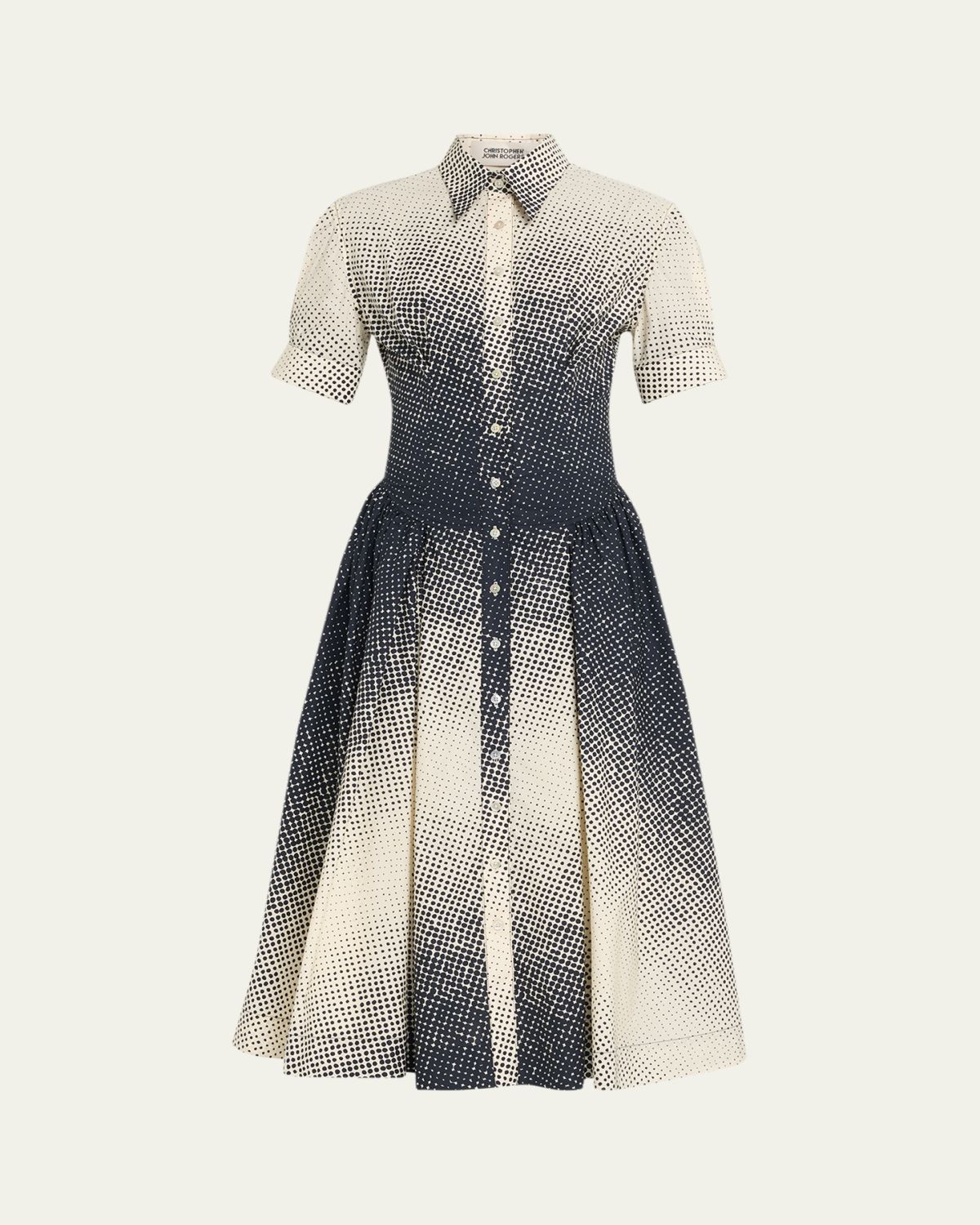 CHRISTOPHER JOHN ROGERS Halftone Wiggle Dot Cotton Shirtdress - Women's Clothing