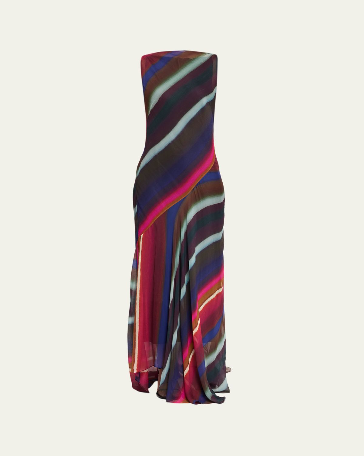 CHRISTOPHER JOHN ROGERS Louie Striped Cowl Low Back Maxi Dress