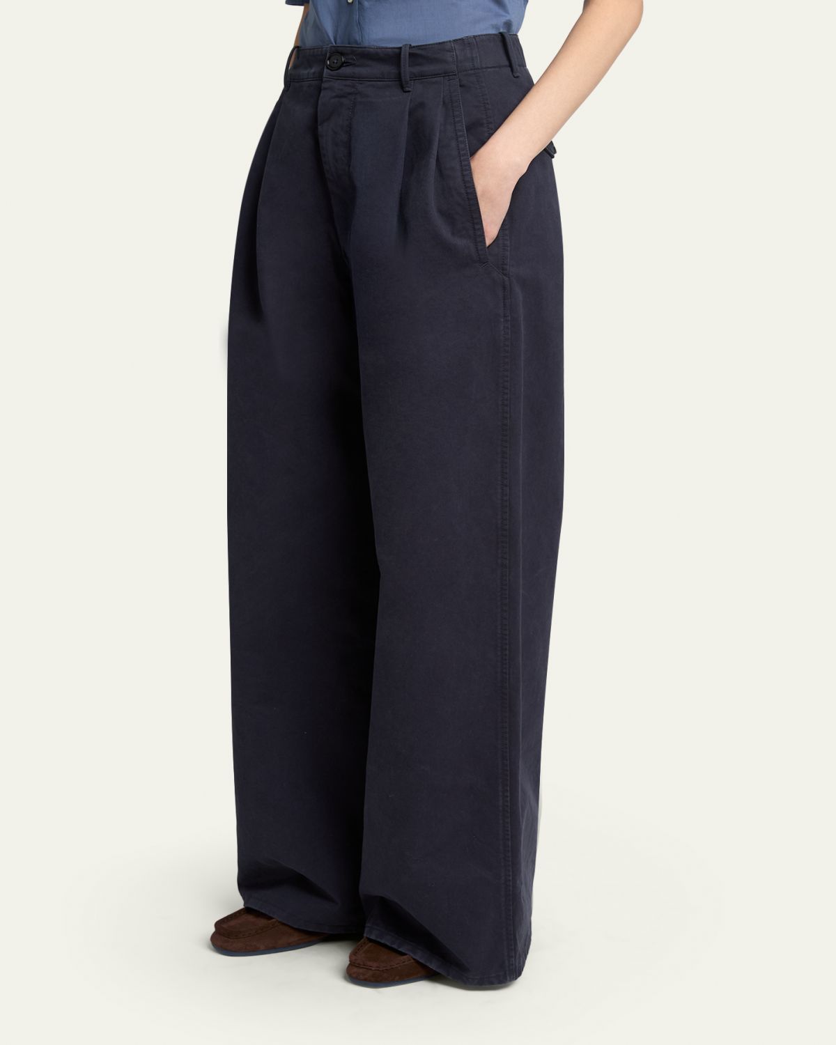 Jil Sander Pleated Cotton Wide-Leg Trousers | Thumbnail 4 Jil Sander Pleated Cotton Wide-Leg Trousers | Thumbnail 4