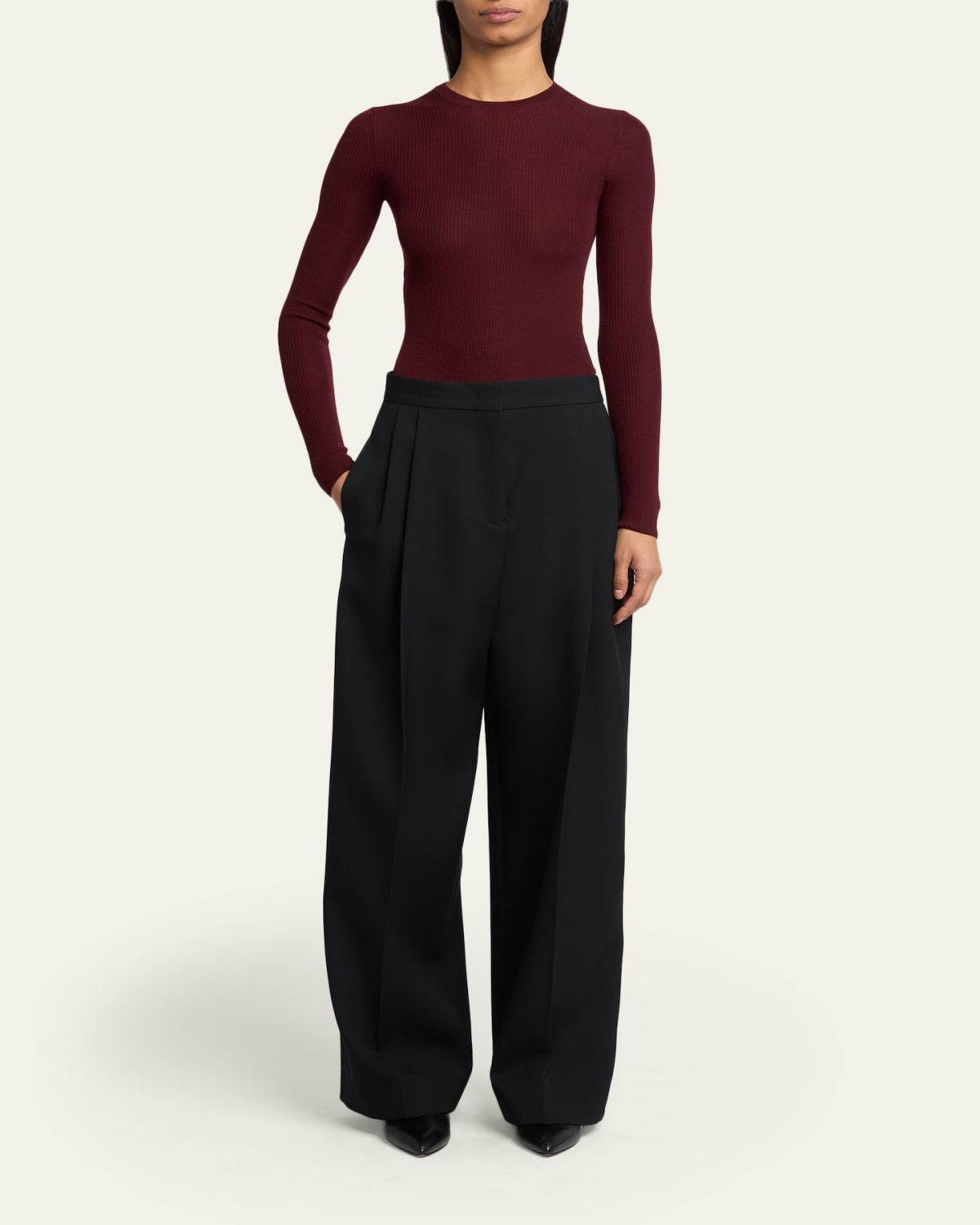 Jil Sander Ribbed Wool Crewneck Sweater | Thumbnail 2 Jil Sander Ribbed Wool Crewneck Sweater | Thumbnail 2