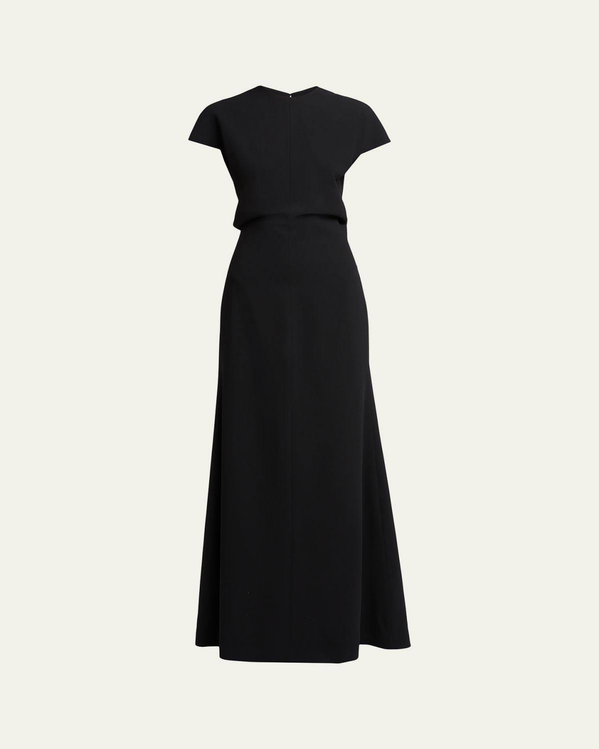Jil Sander Open Back Short-Sleeve Long Wool Dress
