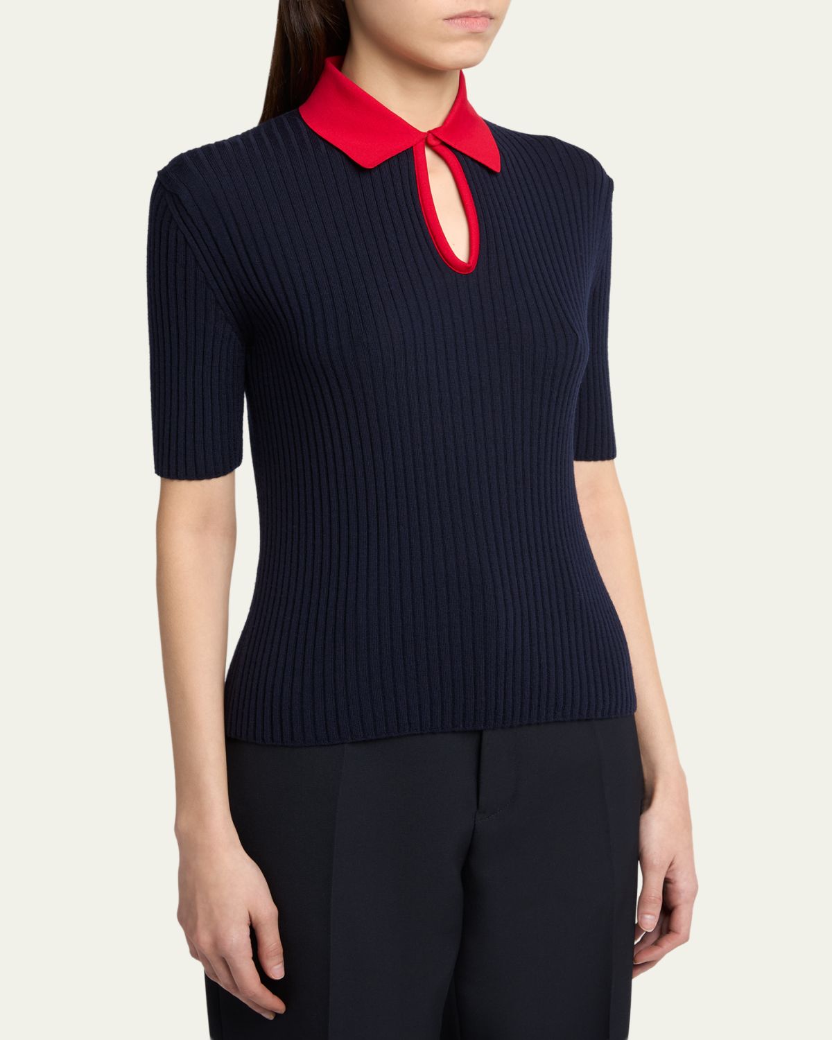 Jil Sander Short-Sleeve Button-Keyhole Polo Shirt | Thumbnail 4 Jil Sander Short-Sleeve Button-Keyhole Polo Shirt | Thumbnail 4
