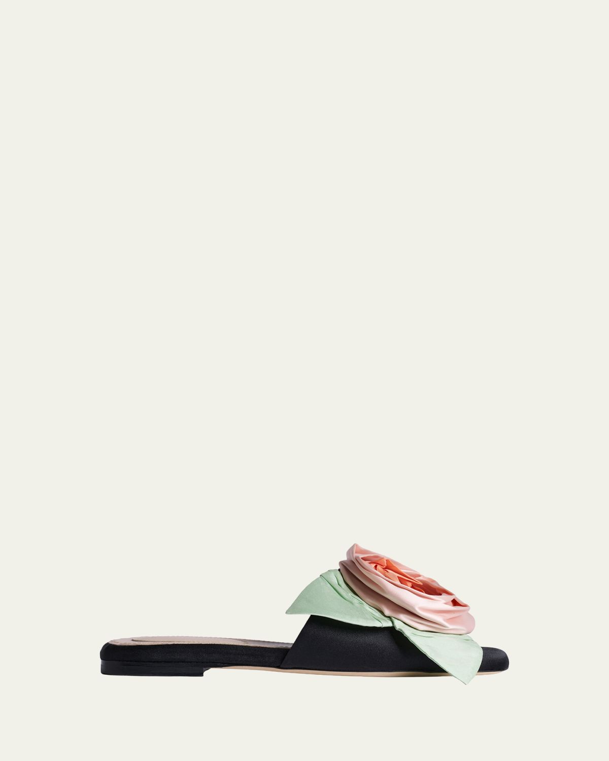 Simone Rocha Pressed Rosette Satin Slide Sandals