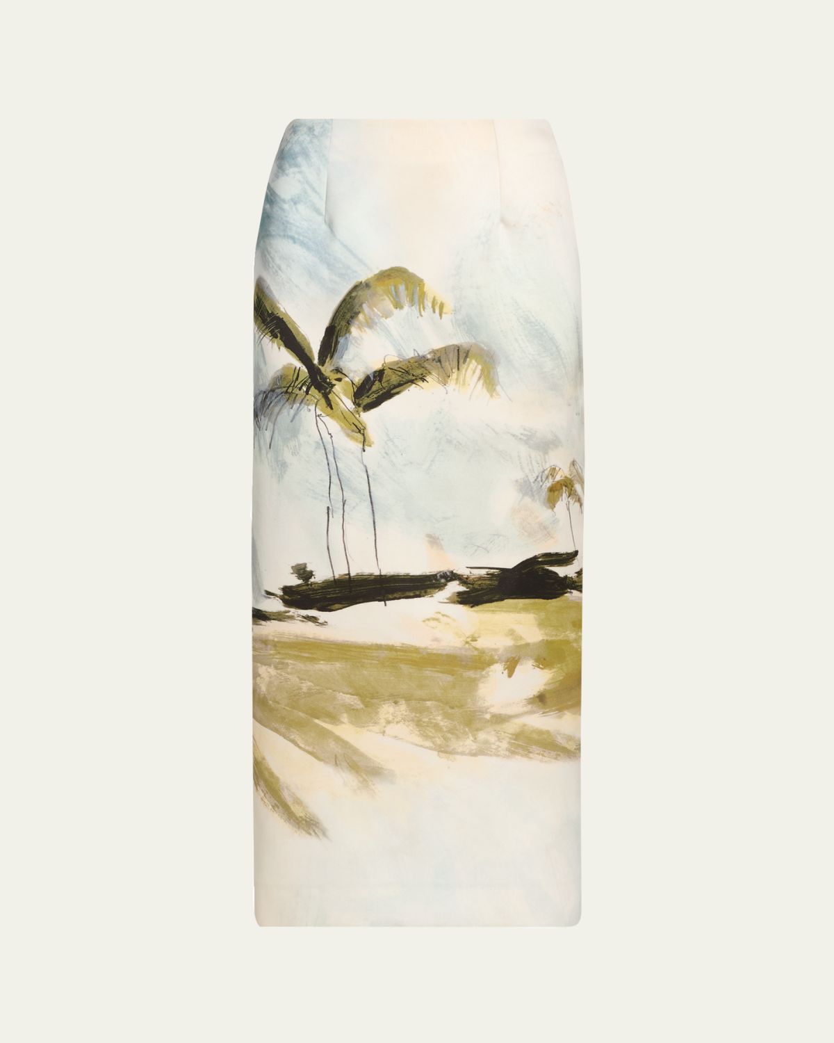 Oscar de la Renta Palm Tree Satin Midi Pencil Skirt | Thumbnail 5 Oscar de la Renta Palm Tree Satin Midi Pencil Skirt | Thumbnail 5