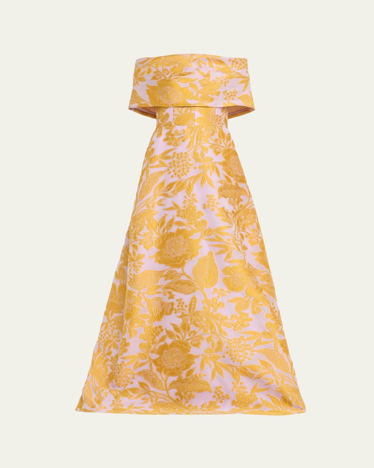 Lela Rose Floral Fil Coupe Off-The-Shoulder Gown