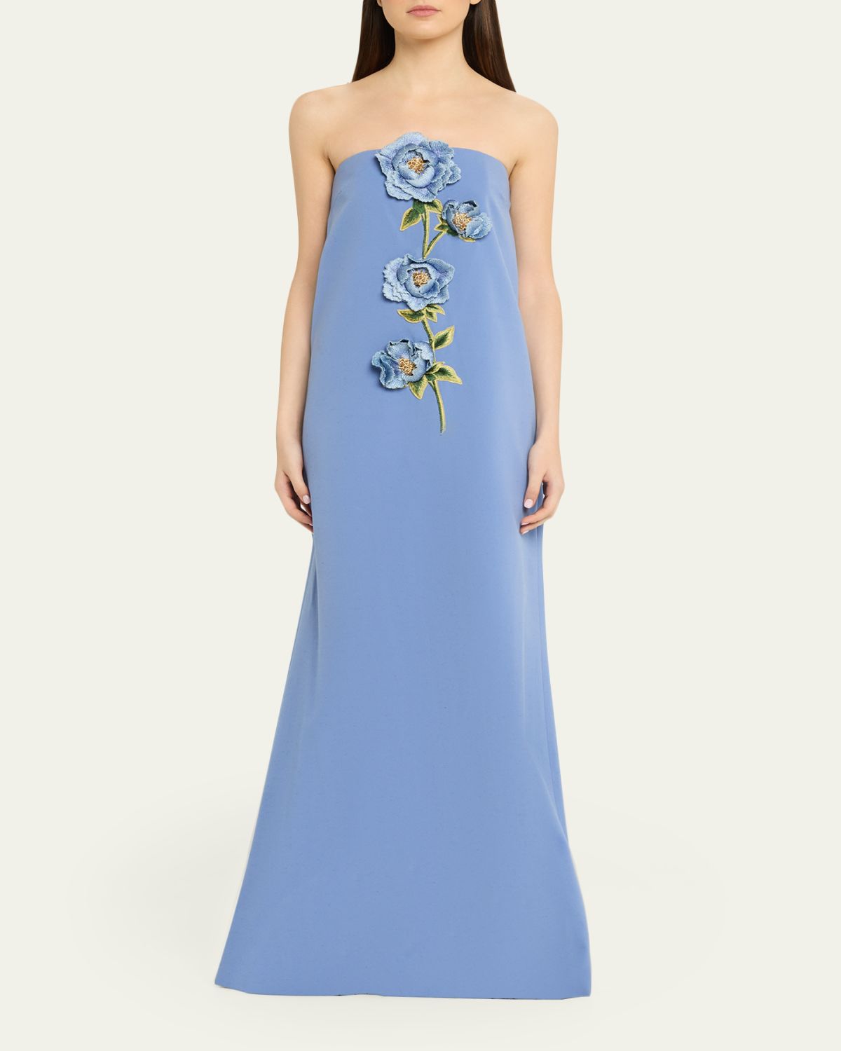 Lela Rose Peony Embroidered Strapless Crepe Gown | Thumbnail 2 Lela Rose Peony Embroidered Strapless Crepe Gown | Thumbnail 2