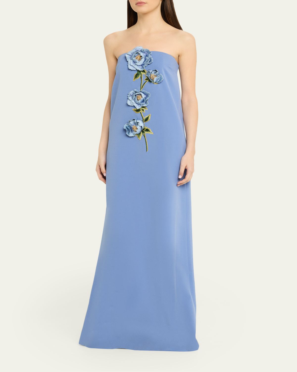 Lela Rose Peony Embroidered Strapless Crepe Gown | Thumbnail 4 Lela Rose Peony Embroidered Strapless Crepe Gown | Thumbnail 4