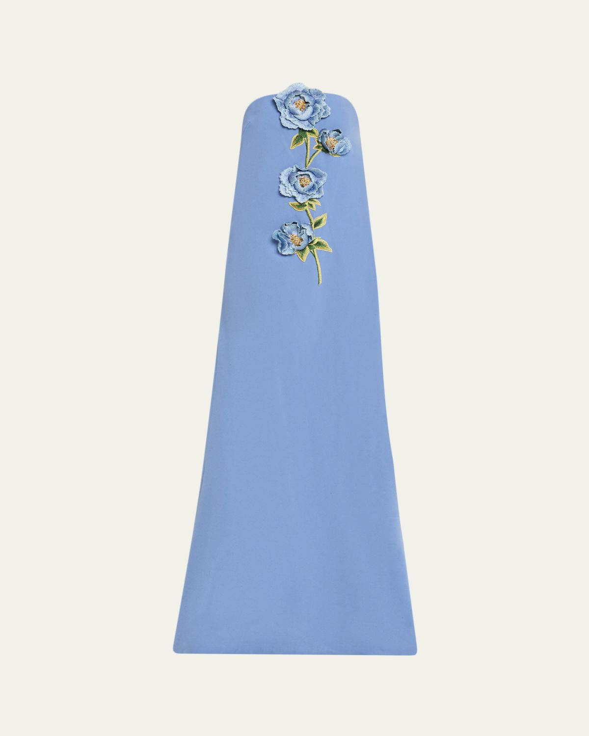 Lela Rose Peony Embroidered Strapless Crepe Gown