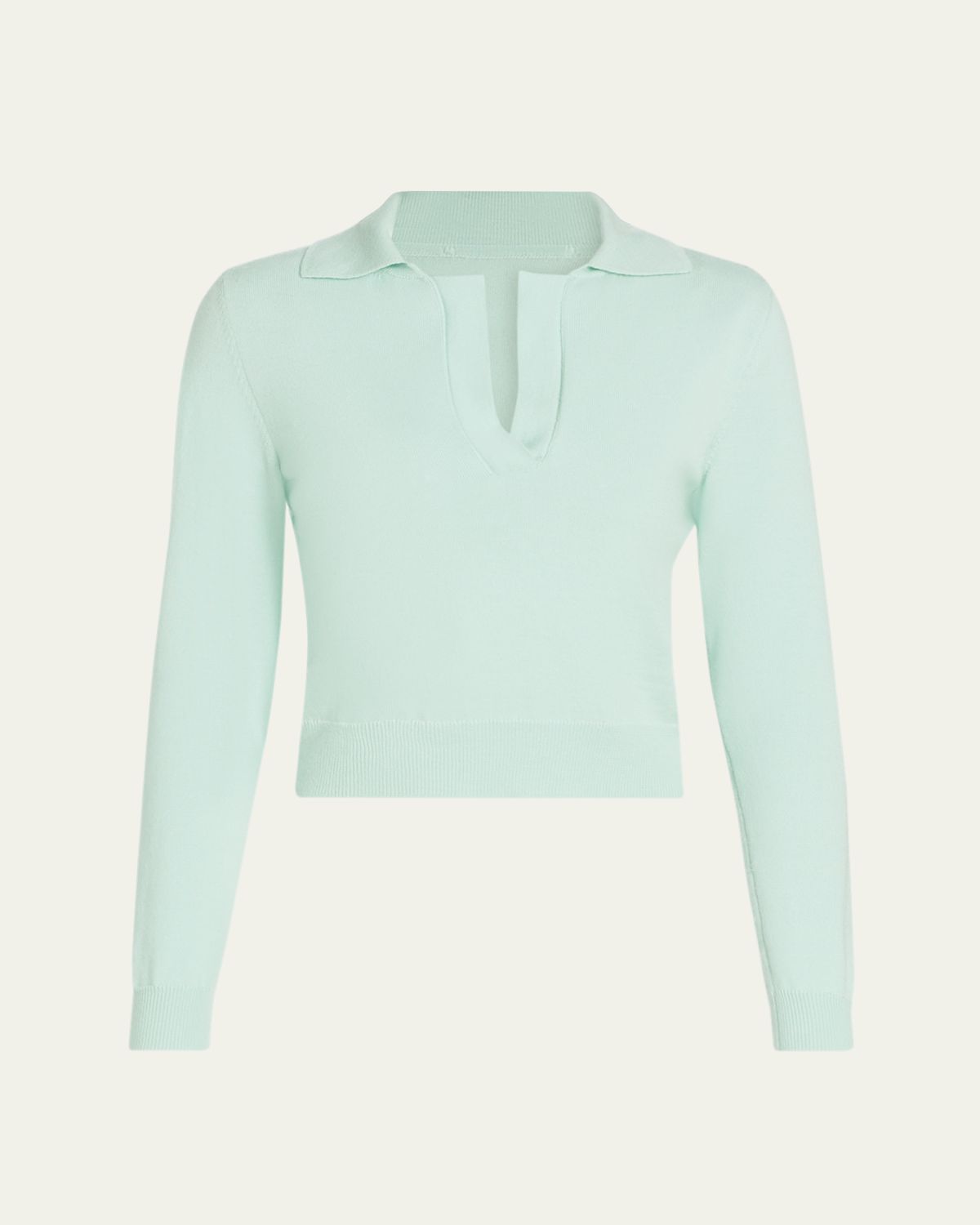 Oscar de la Renta Long-Sleeve Light Wool Polo Sweater | Thumbnail 6 Oscar de la Renta Long-Sleeve Light Wool Polo Sweater | Thumbnail 6
