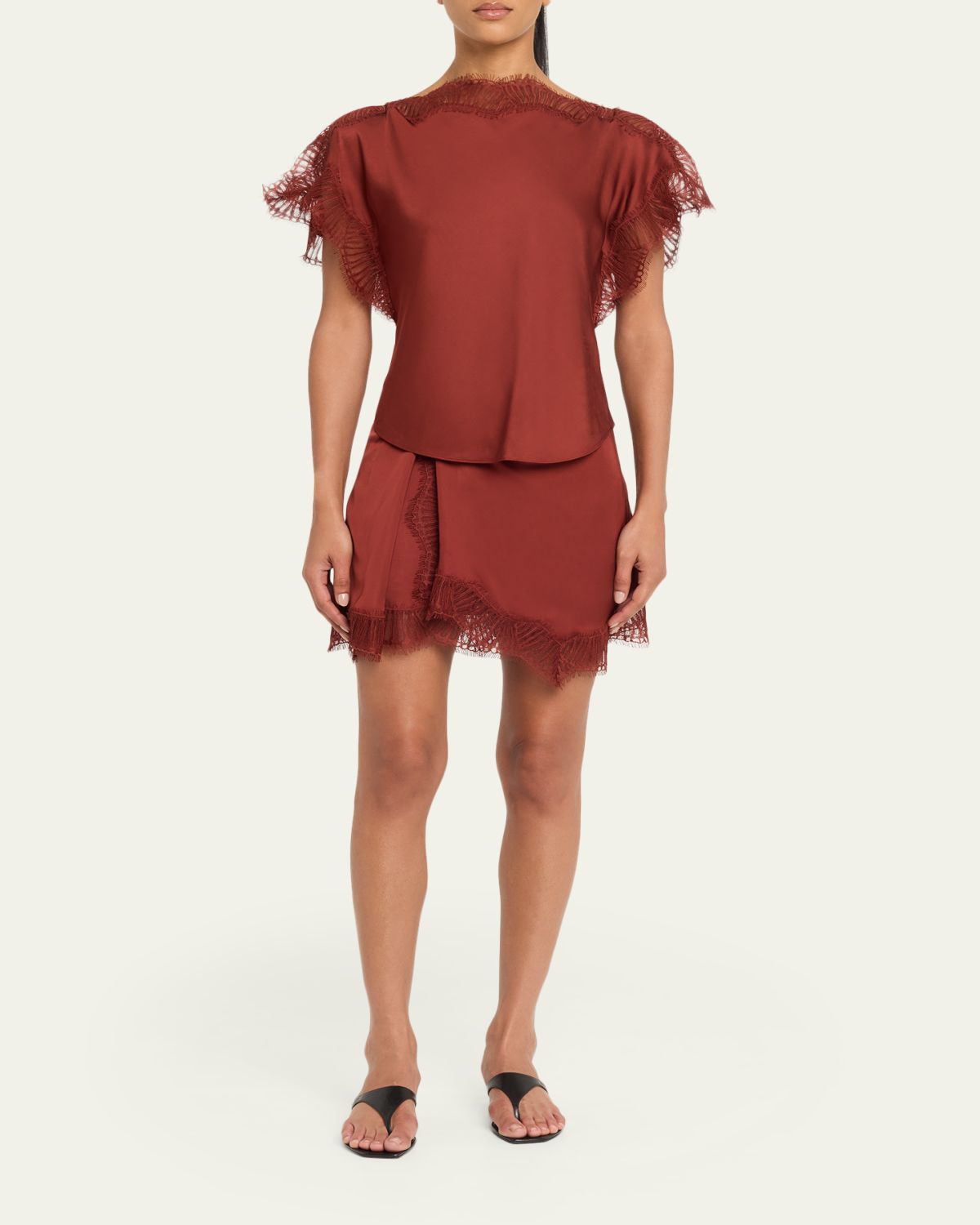 A.L.C. Luna Satin Lace-Trim Top | Thumbnail 2 A.L.C. Luna Satin Lace-Trim Top | Thumbnail 2