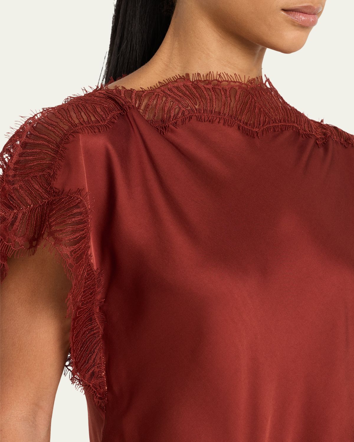 A.L.C. Luna Satin Lace-Trim Top | Thumbnail 5 A.L.C. Luna Satin Lace-Trim Top | Thumbnail 5