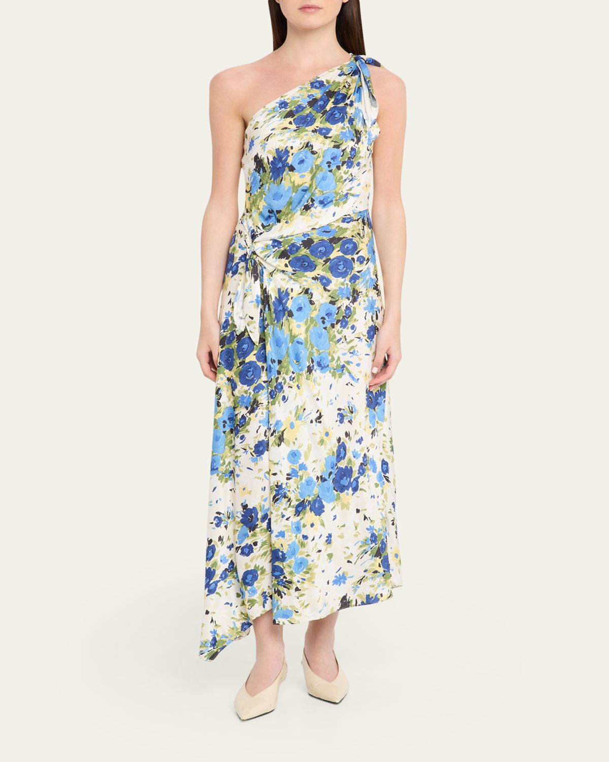 A.L.C. Eliana Floral Satin Draped Dress | Thumbnail 2 A.L.C. Eliana Floral Satin Draped Dress | Thumbnail 2