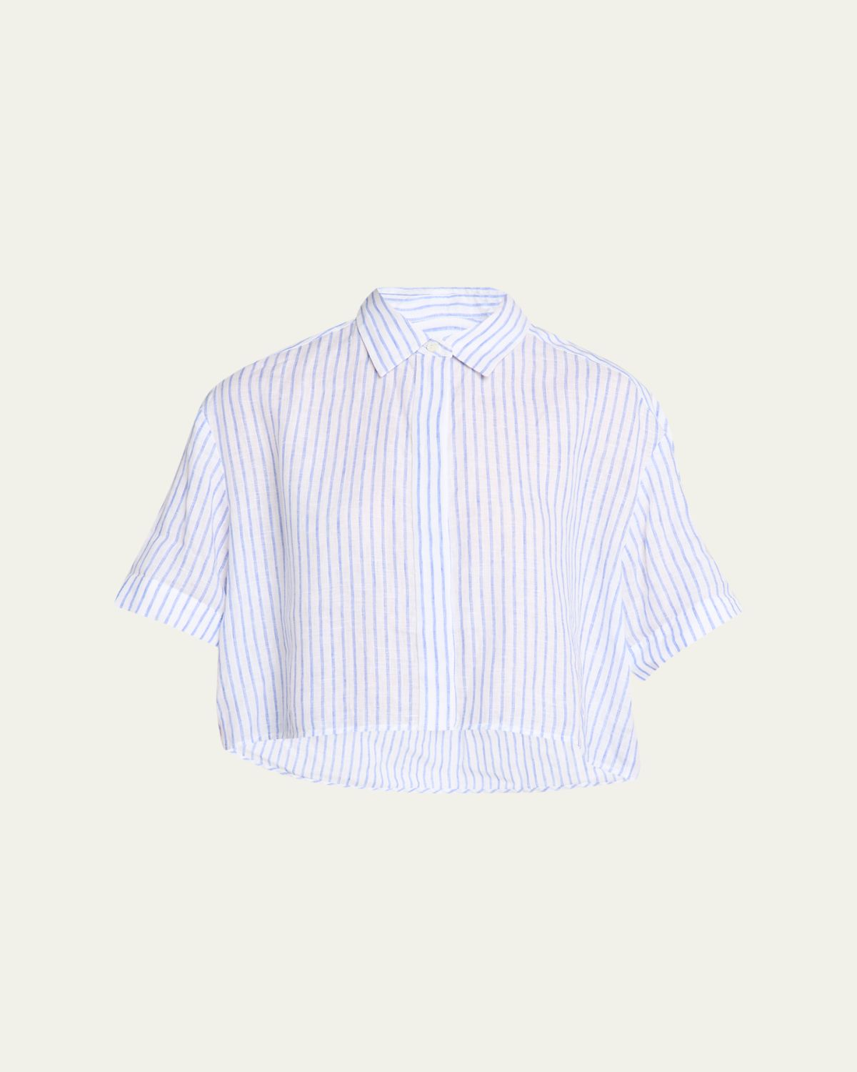 A.L.C. Mel Stripe Linen Cropped Shirt | Thumbnail 6