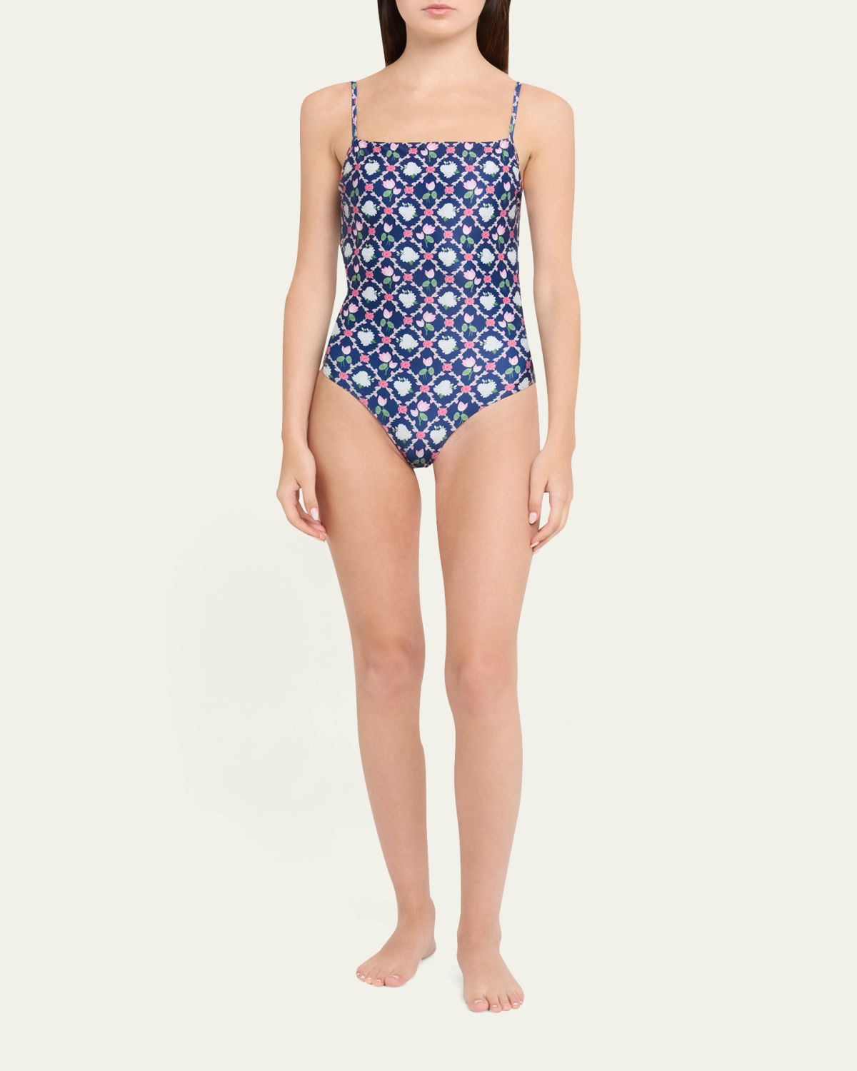 Verandah Floral Square-Neck One-Piece Swimsuit | Thumbnail 2