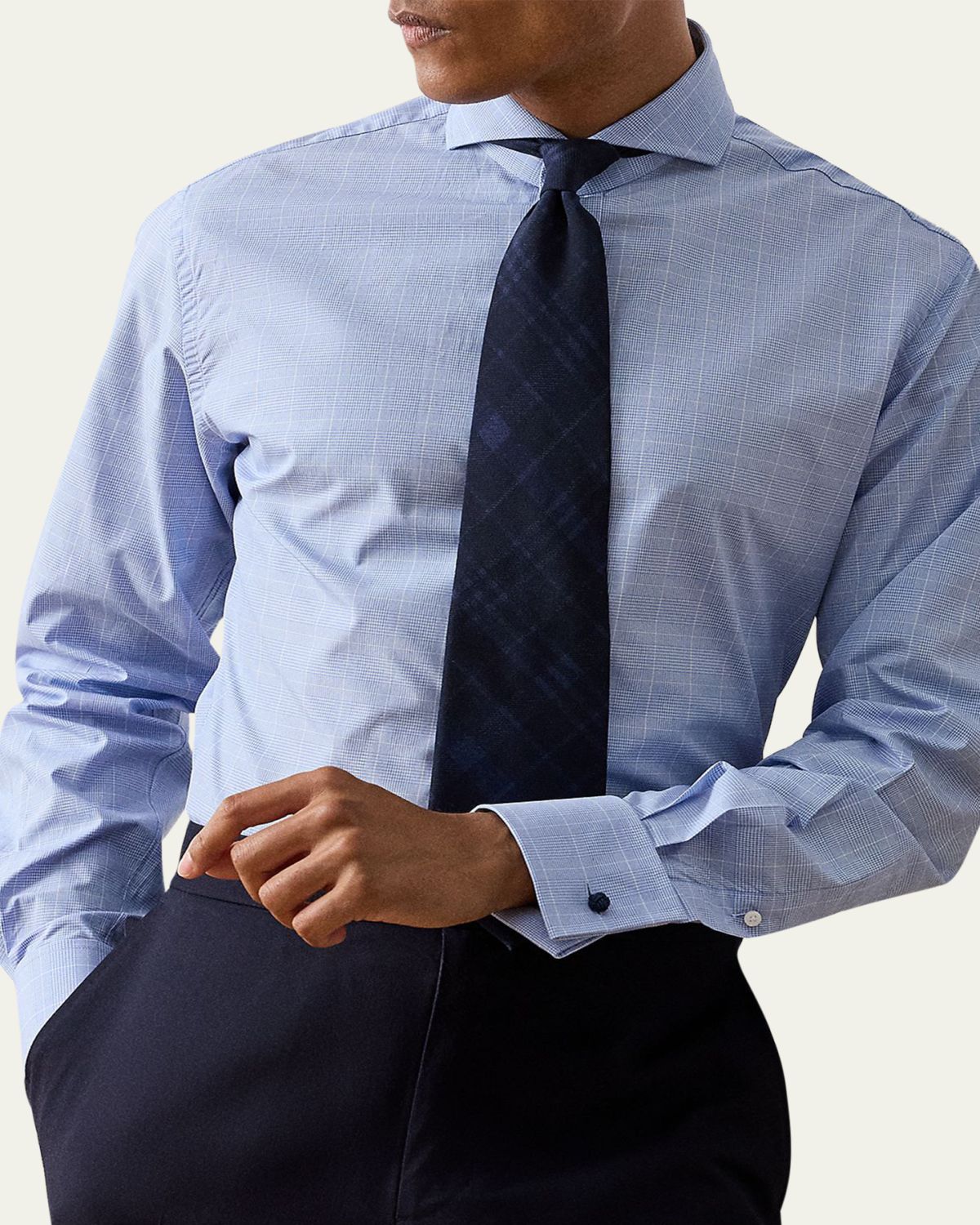 Ralph Lauren Purple Label Men's Cotton Glen Check French Cuff Dress Shirt | Thumbnail 4