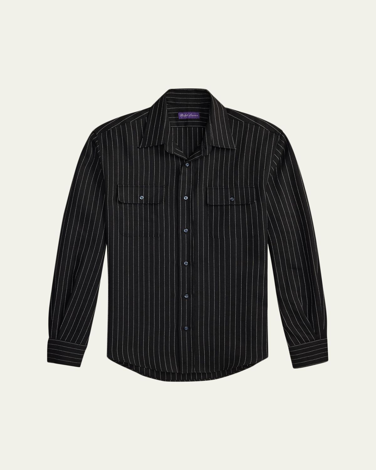 Ralph Lauren Purple Label Men's Pinstripe Wool/Linen Sport Shirt