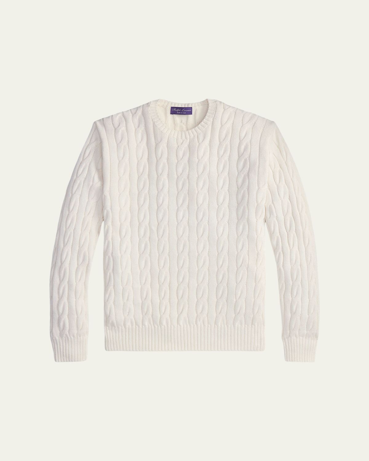 Ralph Lauren Purple Label Men's Cotton and Silk Cable Knit Crewneck Sweater