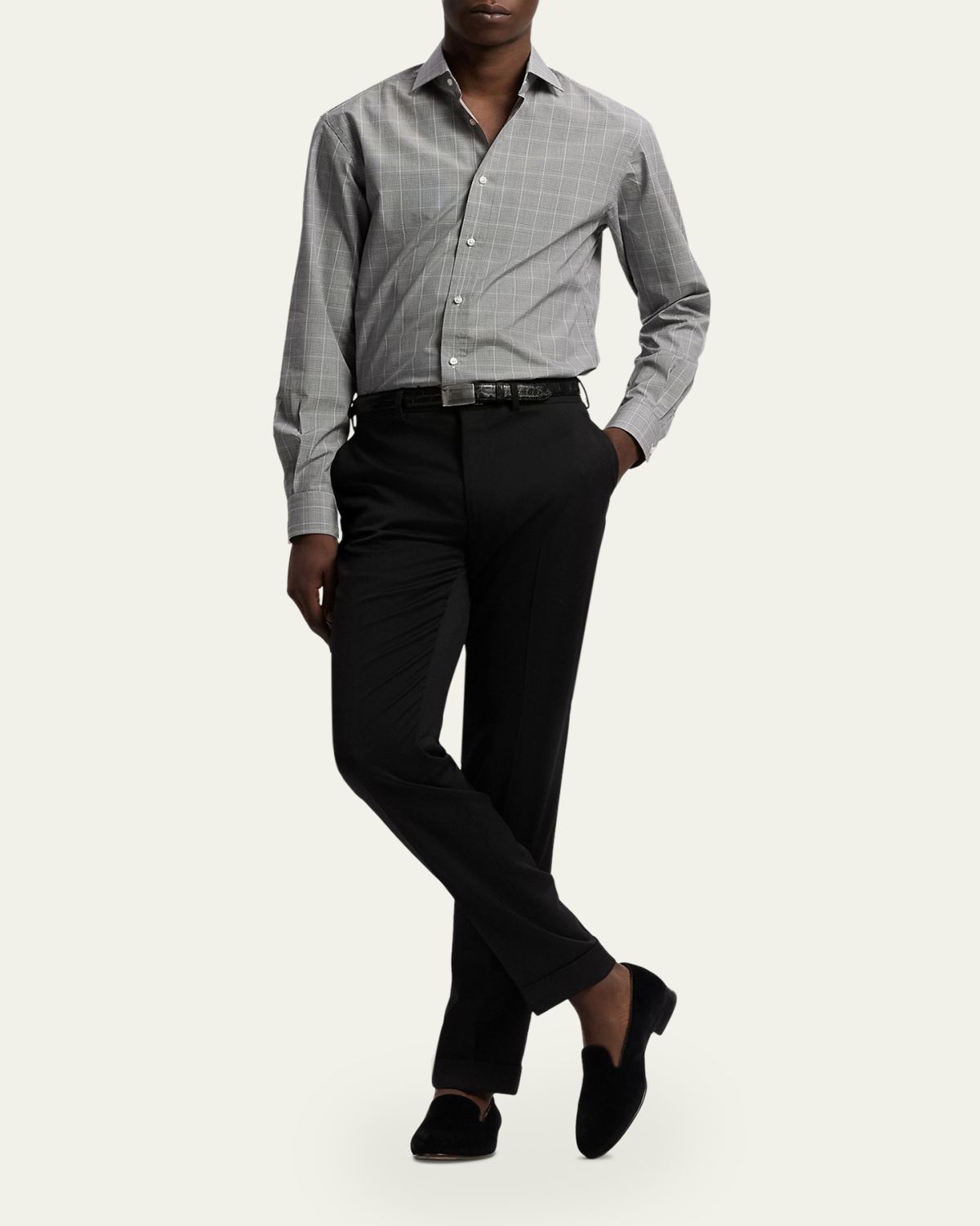 Ralph Lauren Purple Label Men's Glen Plaid Twill Classic-Fit Shirt | Thumbnail 2 Ralph Lauren Purple Label Men's Glen Plaid Twill Classic-Fit Shirt | Thumbnail 2