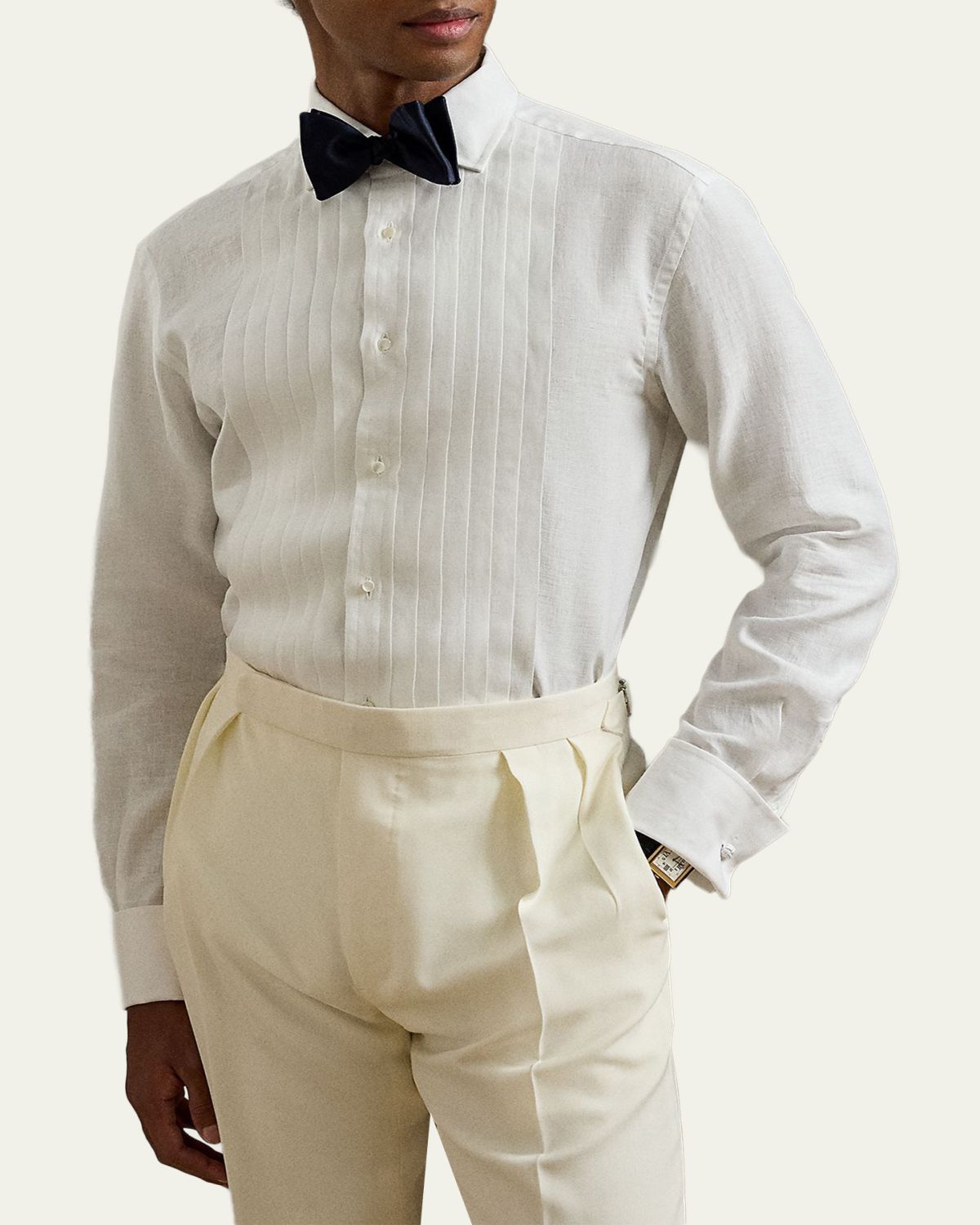 Ralph Lauren Purple Label Men's NM x RL French Cuff Linen Tuxedo Shirt | Thumbnail 4