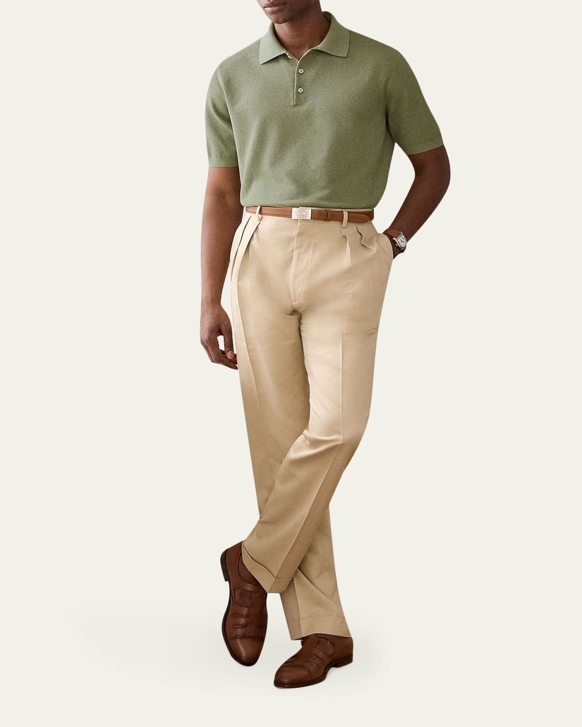 Ralph Lauren Purple Label Men's Silk-Blend Short-Sleeve Polo Sweater | Thumbnail 2 Ralph Lauren Purple Label Men's Silk-Blend Short-Sleeve Polo Sweater | Thumbnail 2