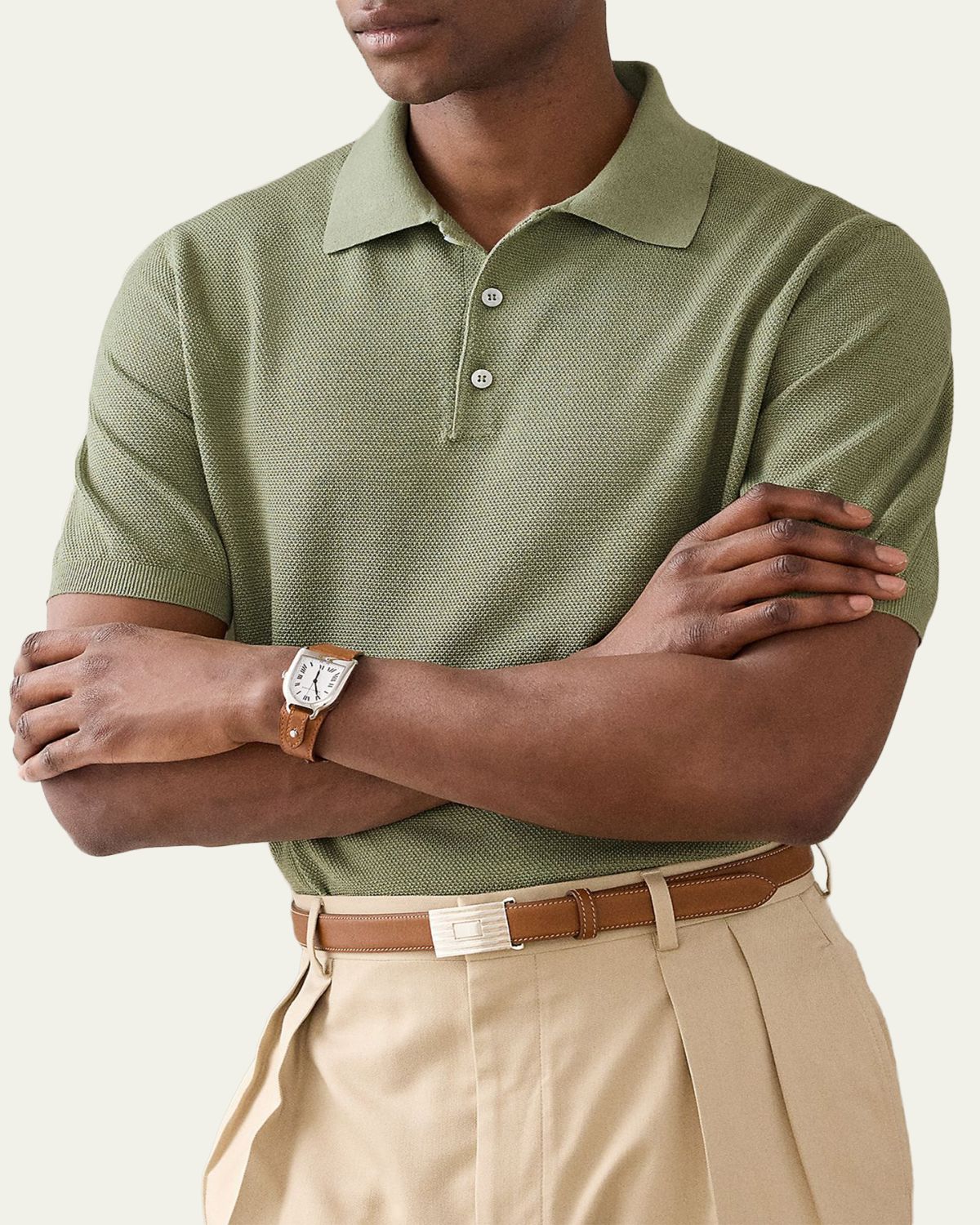 Ralph Lauren Purple Label Men's Silk-Blend Short-Sleeve Polo Sweater | Thumbnail 4 Ralph Lauren Purple Label Men's Silk-Blend Short-Sleeve Polo Sweater | Thumbnail 4
