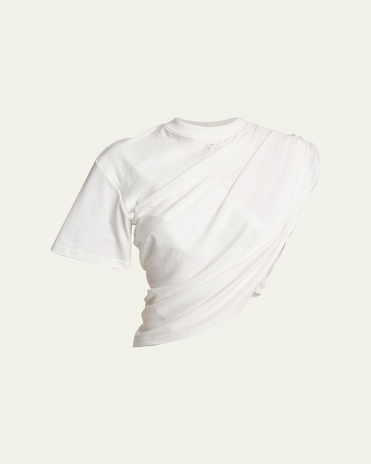 Courreges Asymmetric Twisted Crop T-Shirt