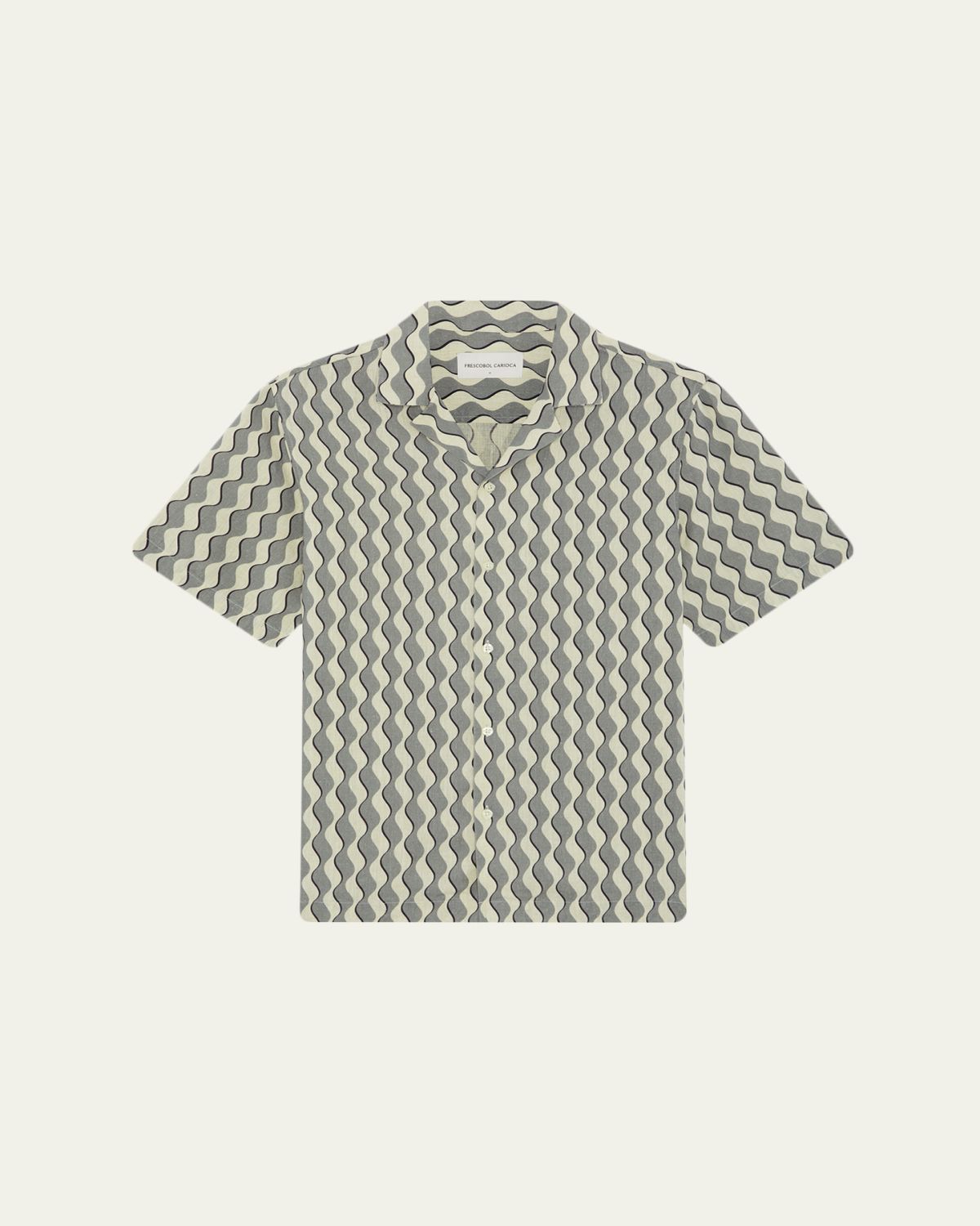 Frescobol Carioca Roberto Geometric Linen Button-Down Shirt