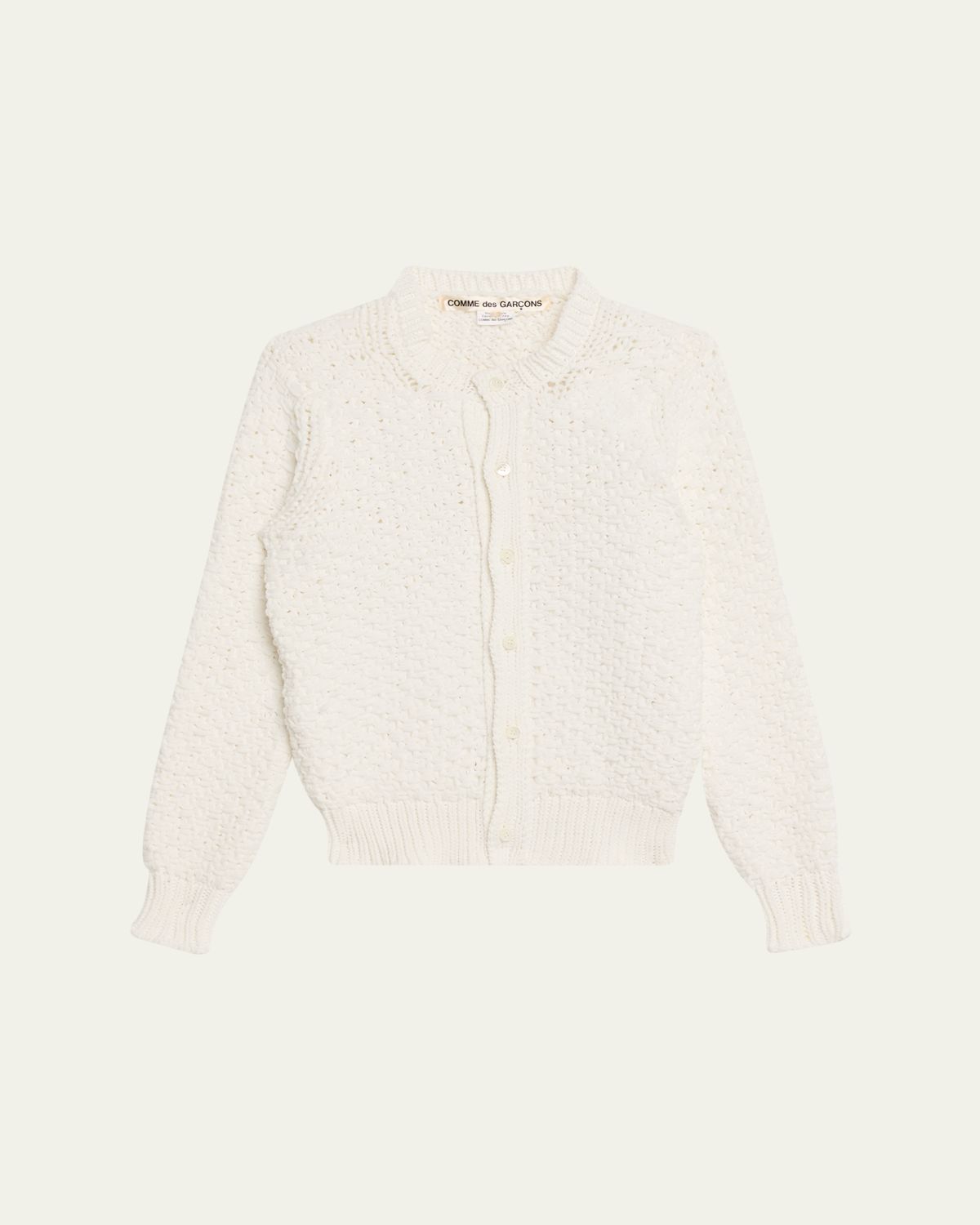 Comme des Garcons Open-Knit Crochet Crewneck Cardigan