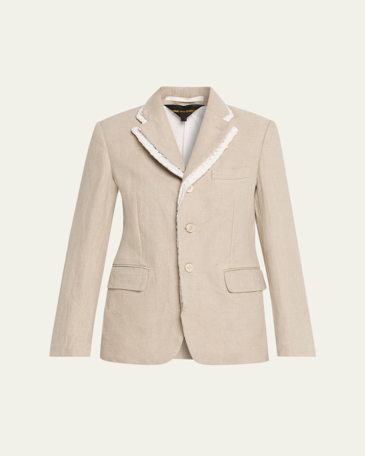 Comme des Garcons Linen-Blend Crochet-Trim Blazer