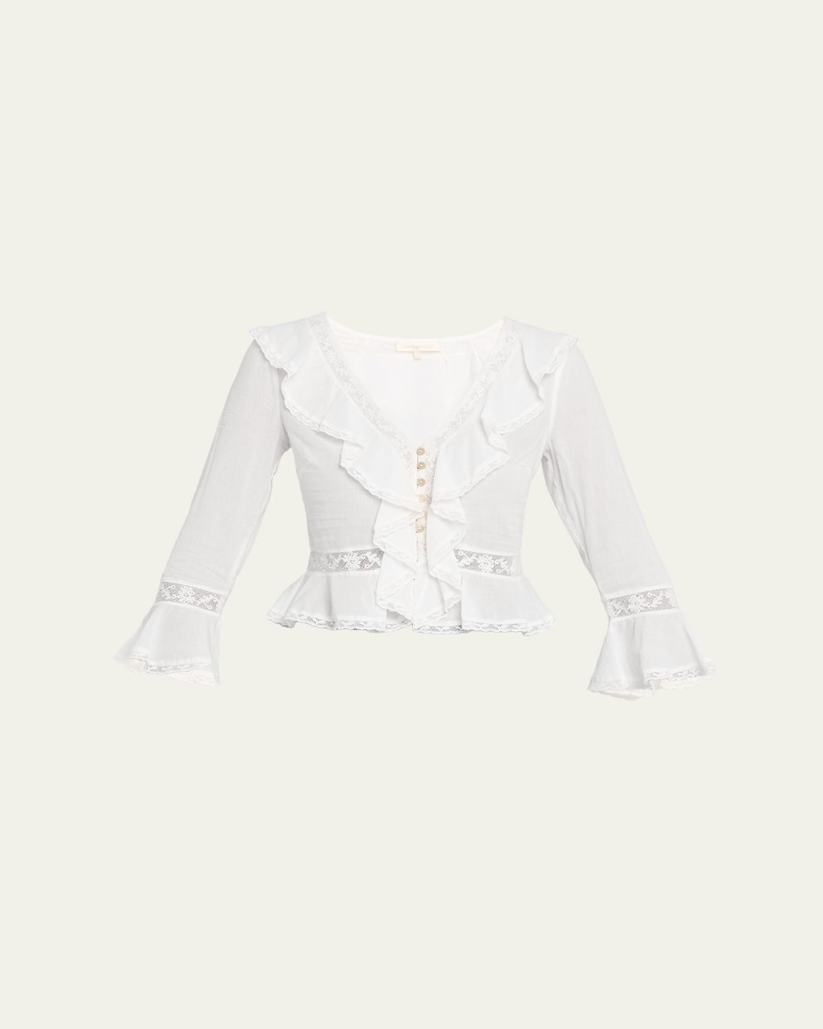 LoveShackFancy Olenna Cotton Victorian Ruffle Top
