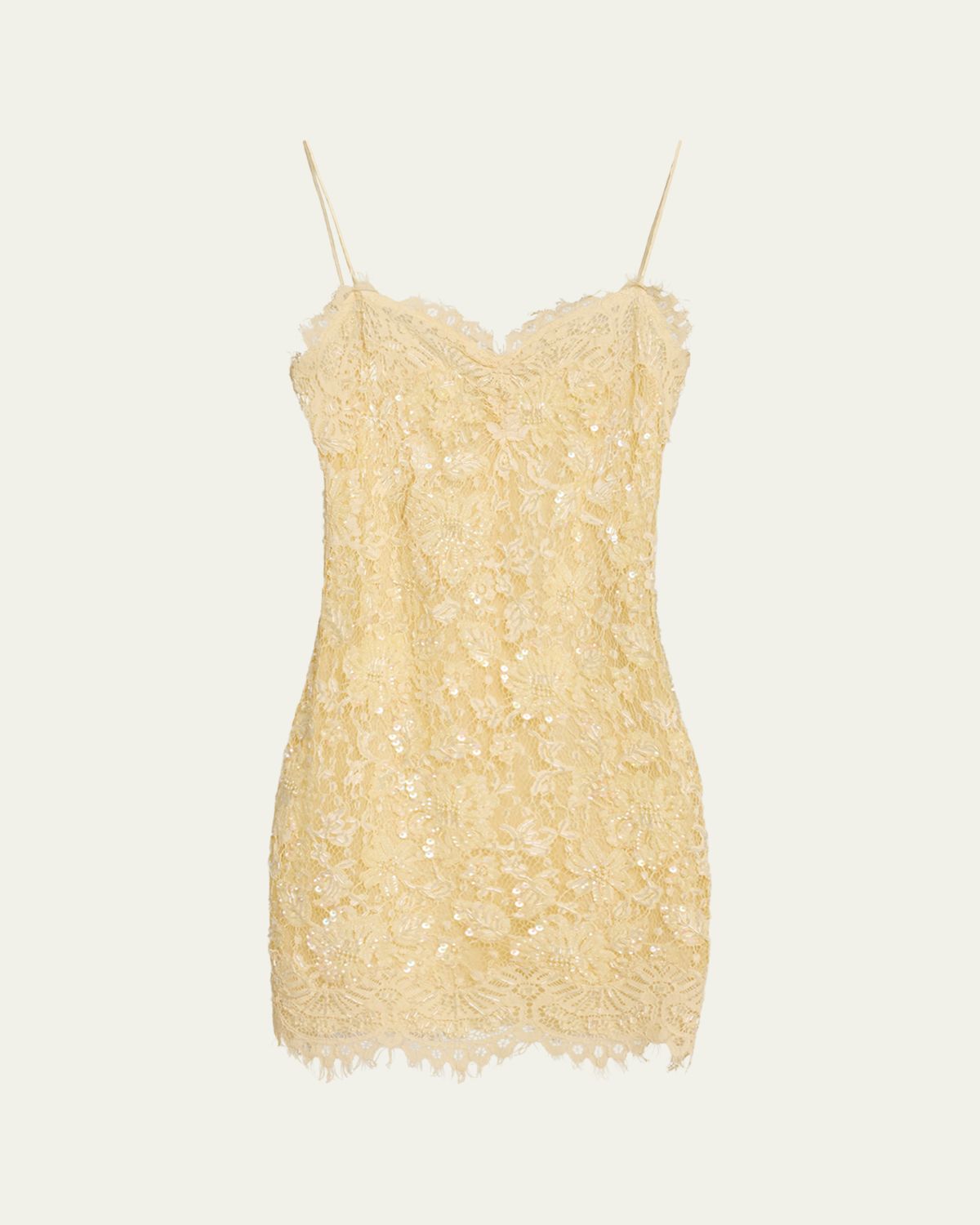 LoveShackFancy Jetta Sequined Floral Lace Mini Dress
