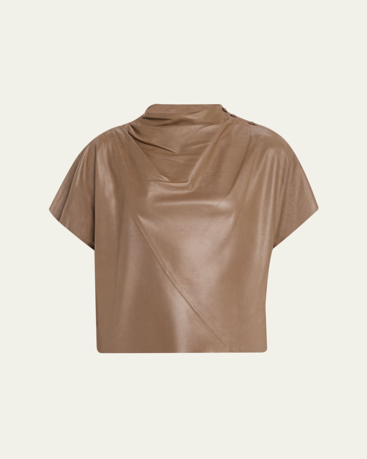 TWP Leather Mock-Neck Tee