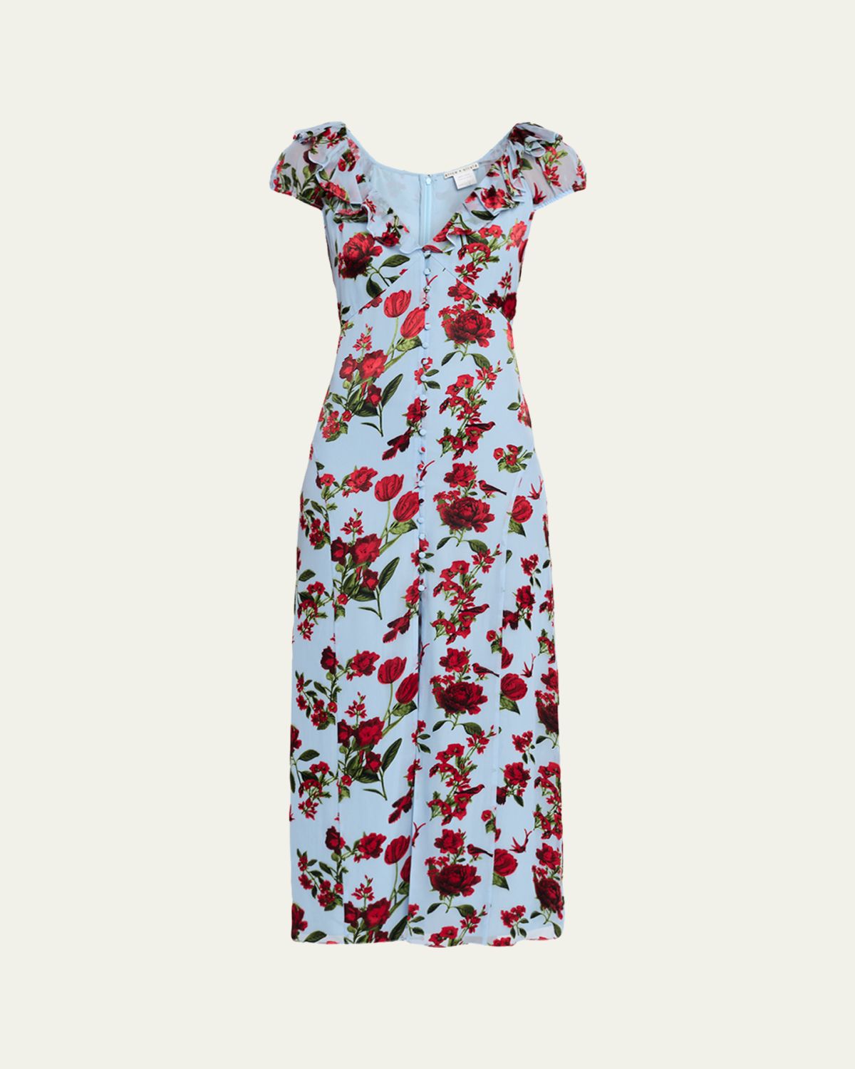 ALICE + OLIVIA Tara Short-Sleeve Ruffle Maxi Dress