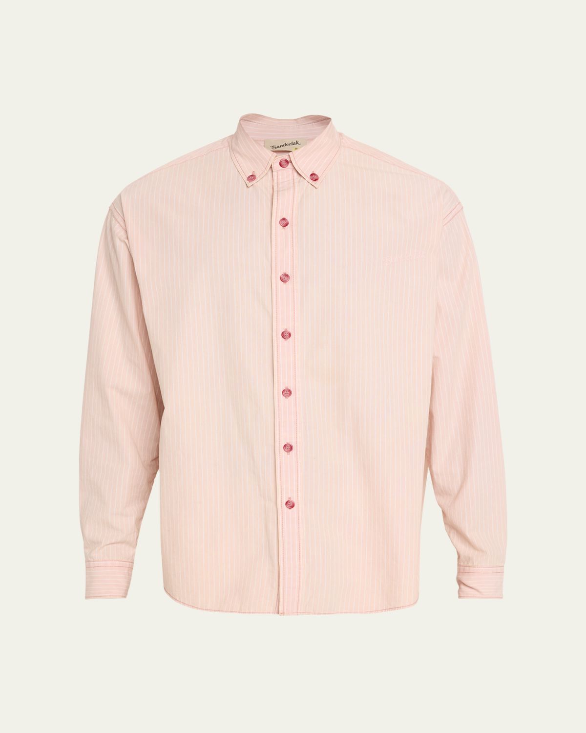 Sanderlak Men's Stripe Poplin Oversized Button-Down Shirt | Thumbnail 6 Sanderlak Men's Stripe Poplin Oversized Button-Down Shirt | Thumbnail 6