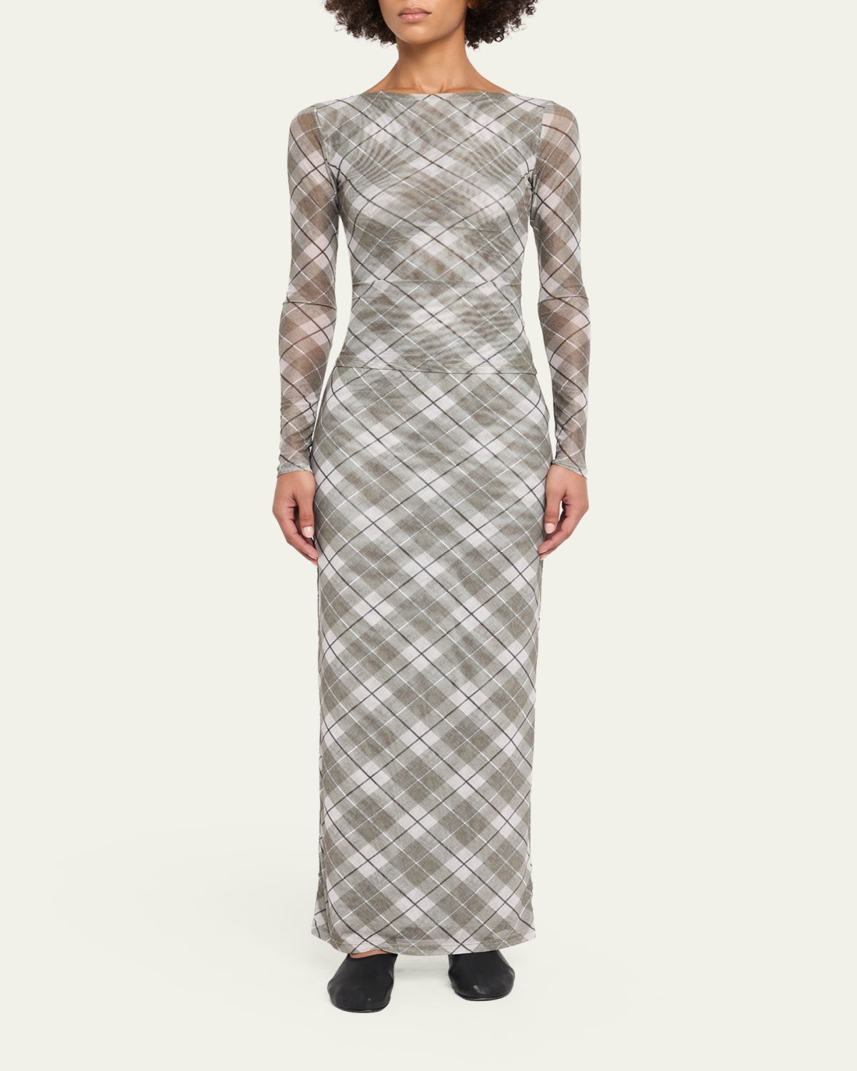 Ronny Kobo Azana Plaid-Print Mesh Maxi Skirt | Thumbnail 2 Ronny Kobo Azana Plaid-Print Mesh Maxi Skirt | Thumbnail 2