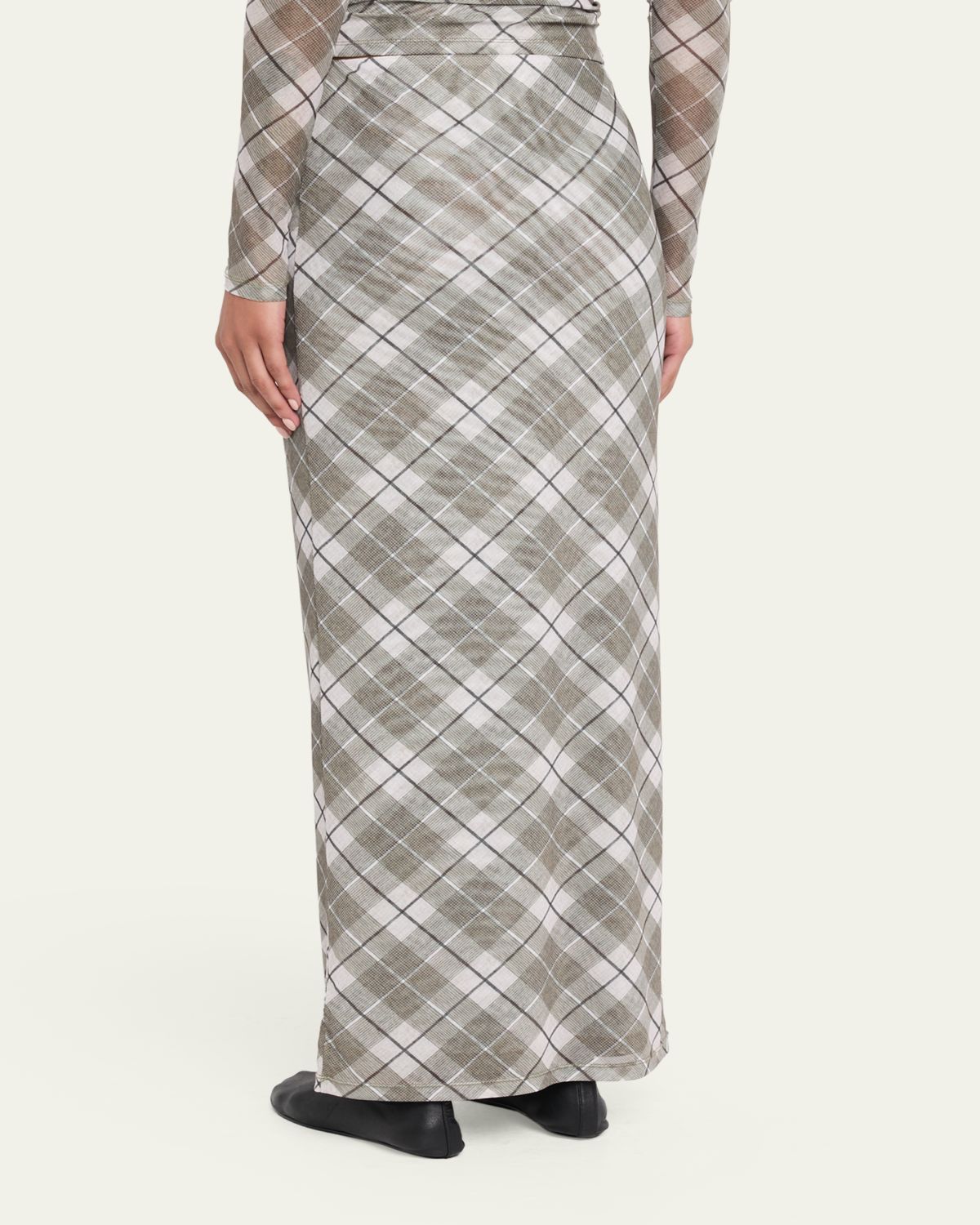 Ronny Kobo Azana Plaid-Print Mesh Maxi Skirt | Thumbnail 3 Ronny Kobo Azana Plaid-Print Mesh Maxi Skirt | Thumbnail 3