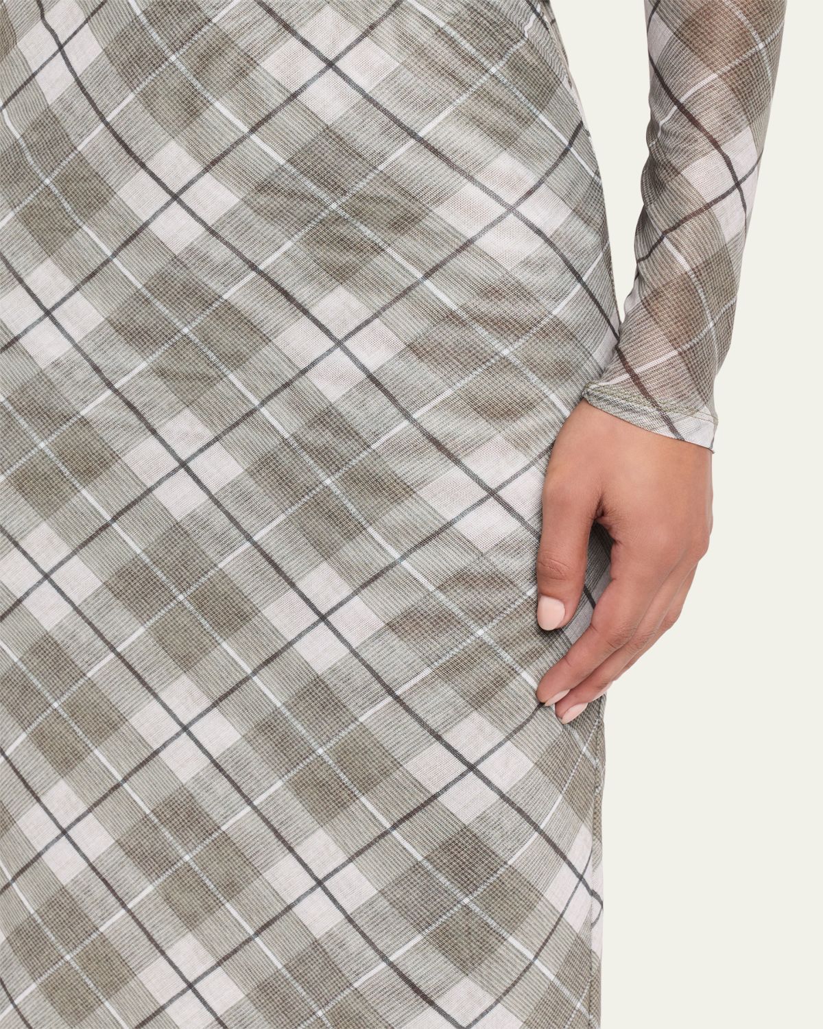 Ronny Kobo Azana Plaid-Print Mesh Maxi Skirt | Thumbnail 5 Ronny Kobo Azana Plaid-Print Mesh Maxi Skirt | Thumbnail 5