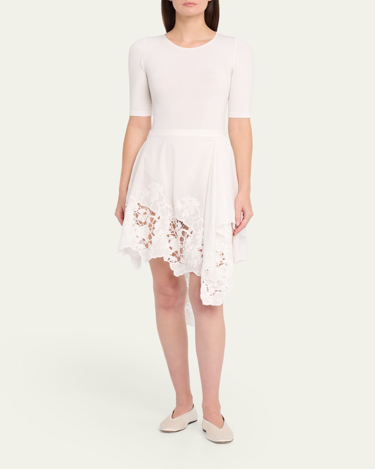 Ronny Kobo Ashley Embroidered Asymmetric Cotton Skirt | Thumbnail 2