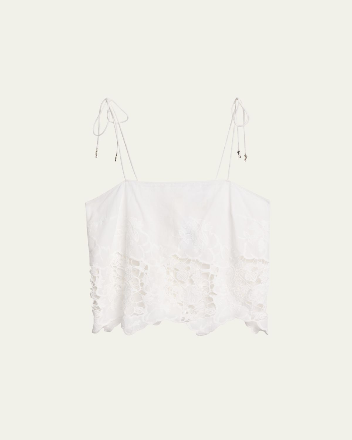 Ronny Kobo Blaire Floral-Embroidered Cotton Top