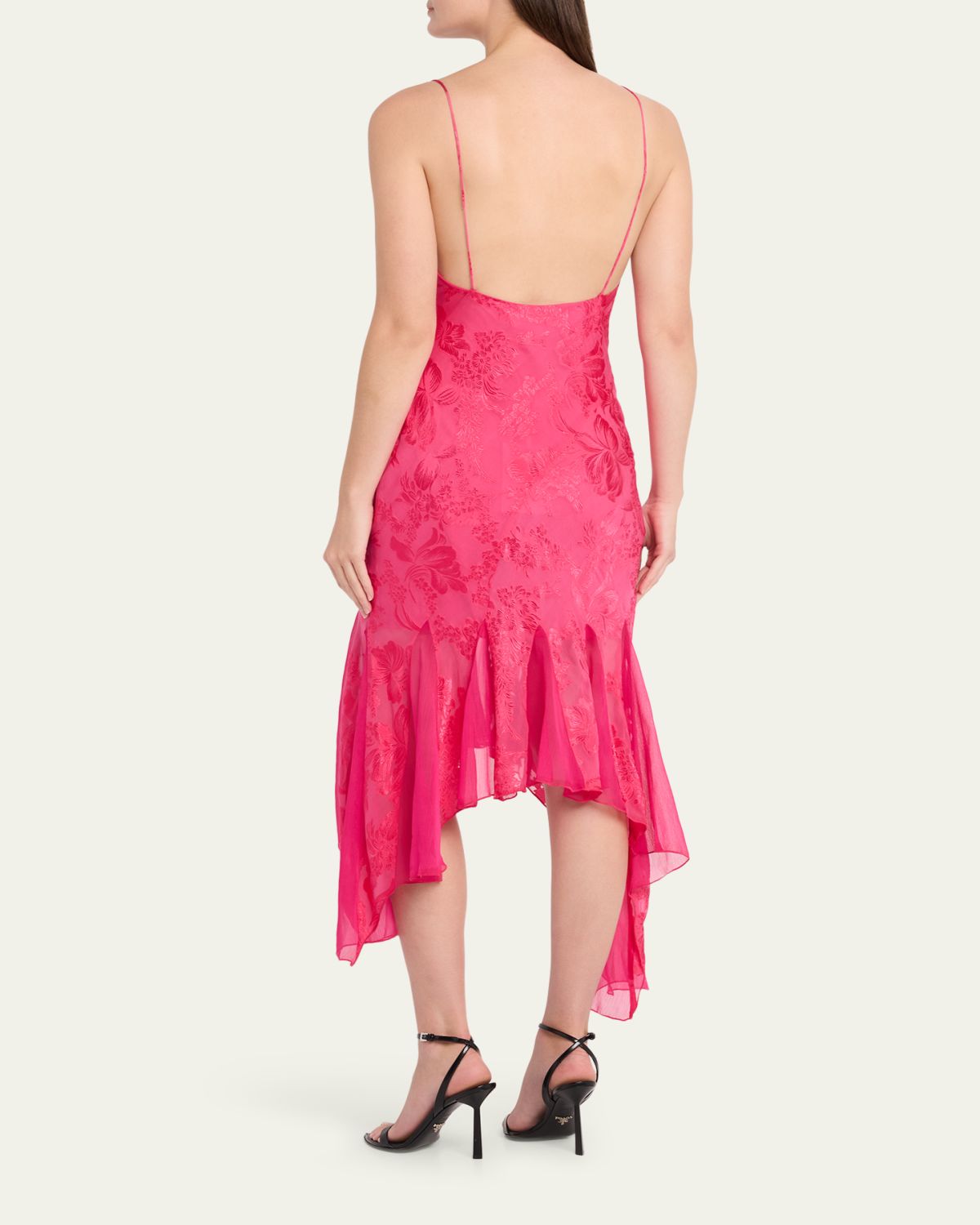 Ronny Kobo Aeris Draped Floral Jacquard Godet Midi Dress | Thumbnail 3 Ronny Kobo Aeris Draped Floral Jacquard Godet Midi Dress | Thumbnail 3