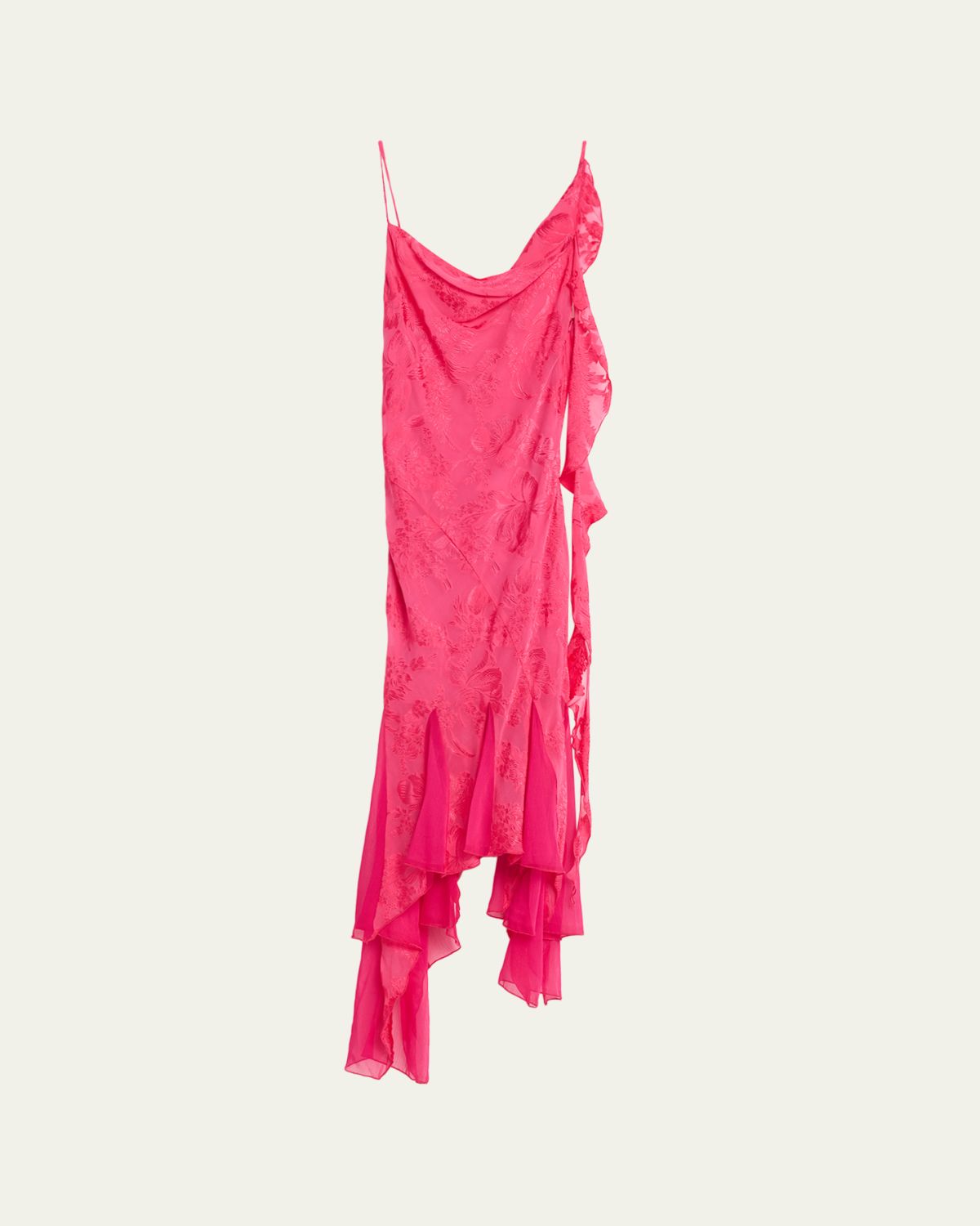 Ronny Kobo Aeris Draped Floral Jacquard Godet Midi Dress