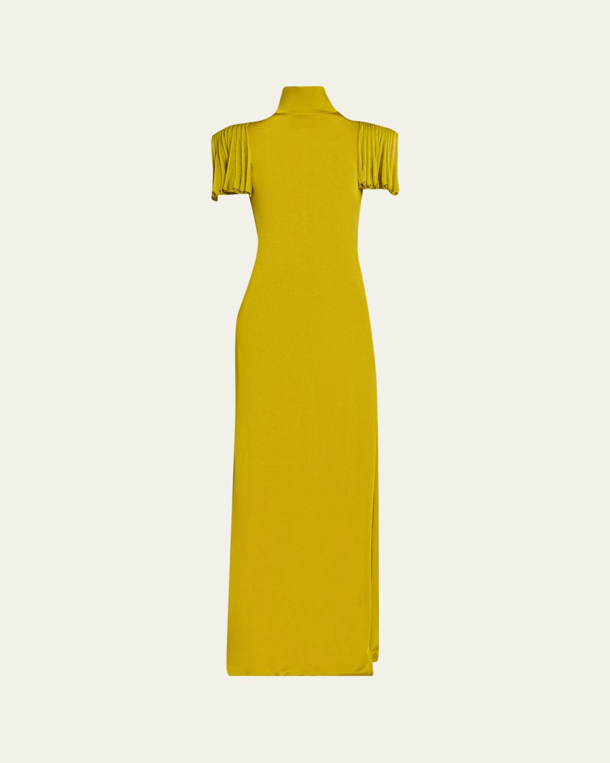 ALAÏA Turtleneck Godet-Sleeve Side-Slit Maxi Dress | Thumbnail 6