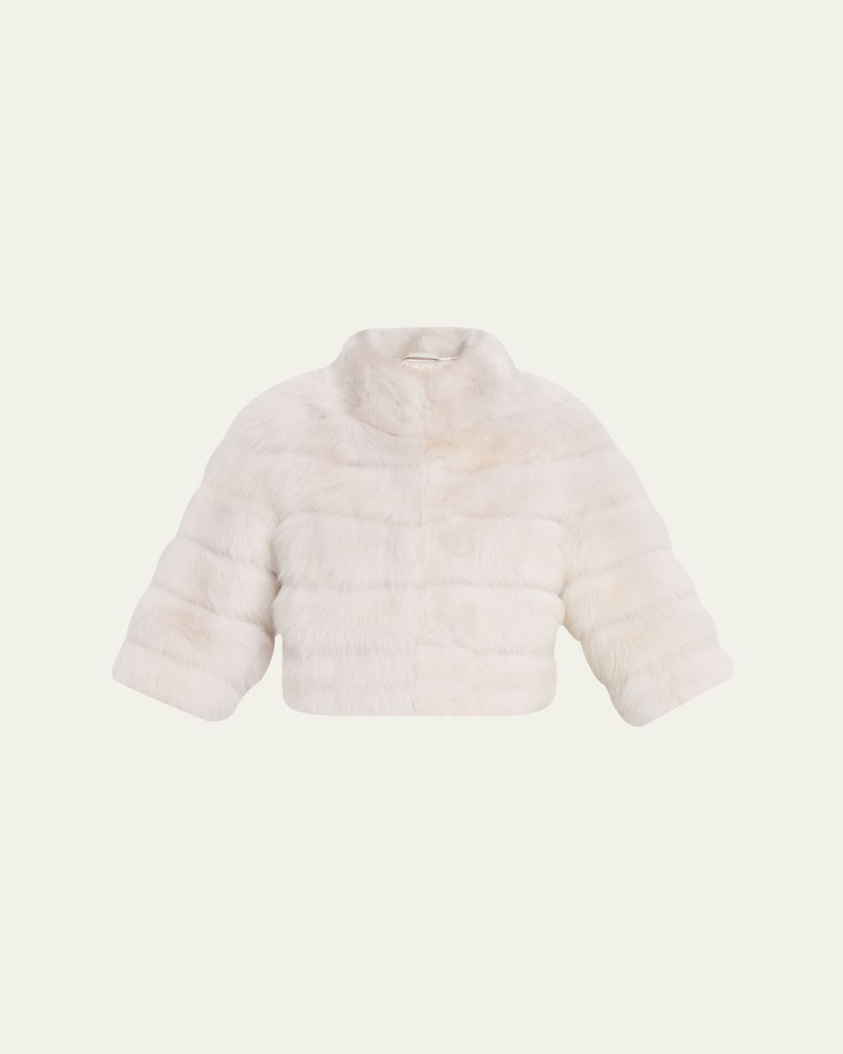 Gorski Lamb Shearling 3/4-Sleeve Crop Coat
